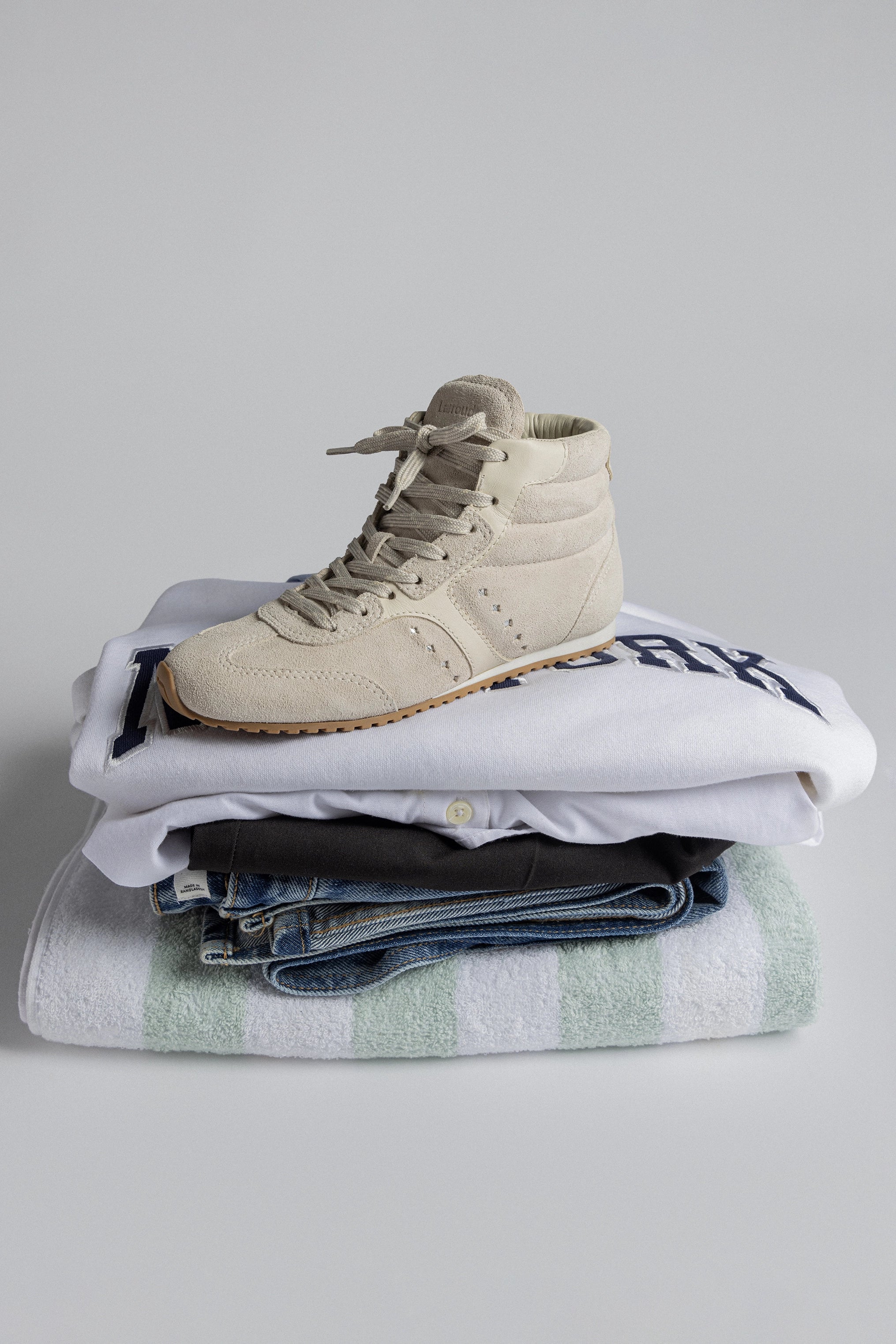 Stella Mid Sneaker in Mushroom Grey Suede & Ivory Leather - Women's Casual Shoes for Walking, Work & Everyday Comfort