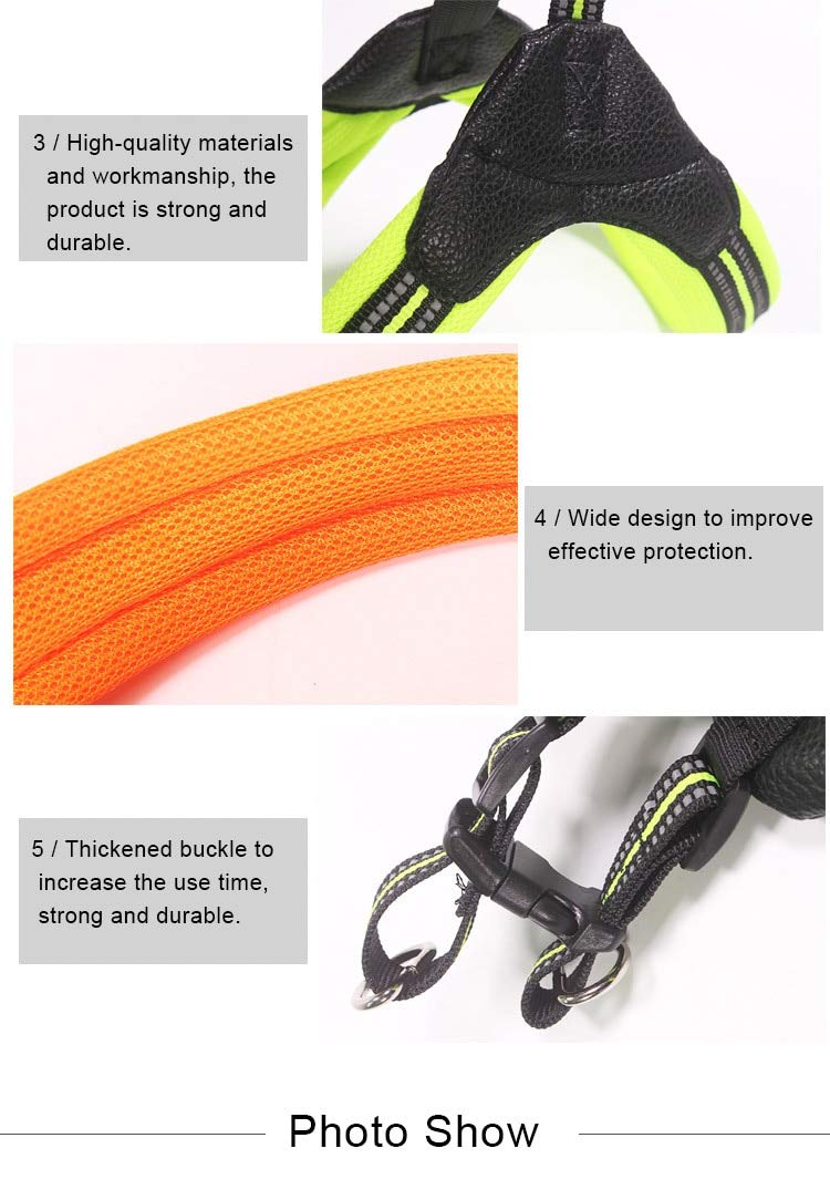**Breathable Nylon Mesh Reflective Dog Harness & Leash Set - Adjustable Pet Collar for Small Medium Large Dogs - Perfect for Walking, Running, Hiking & Night Safety (Black)**