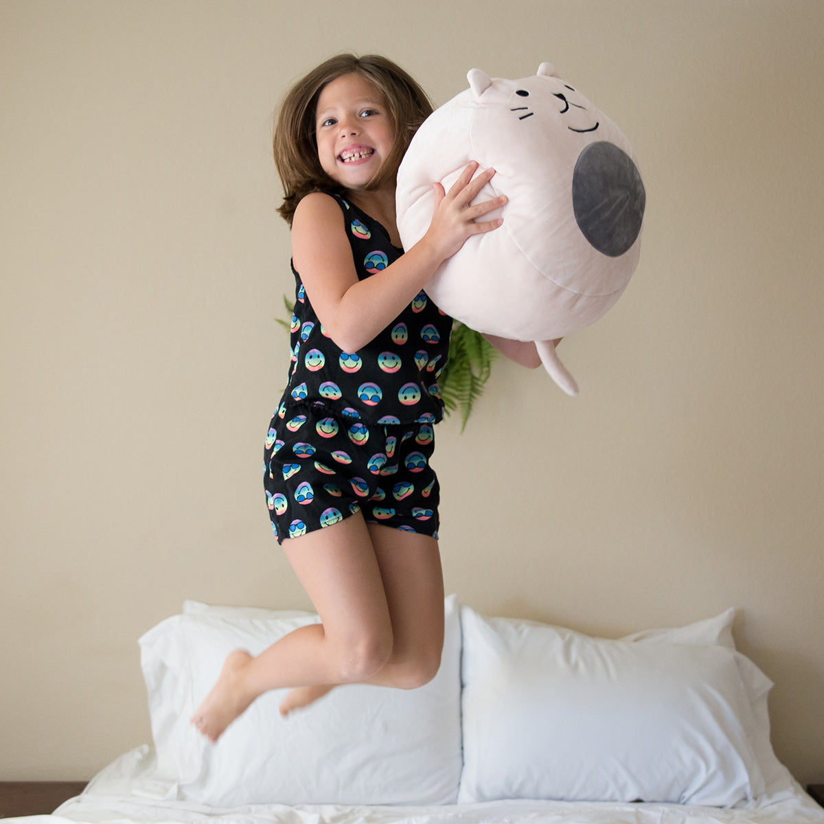 Soft & Cute Squishy Polyester Cat Pillow with Tail & Ears - Purr cilla The Cat Plush Toy for Kids & Adults - Perfect for Bedroom Decor, Couch Cuddling & Stress Relief