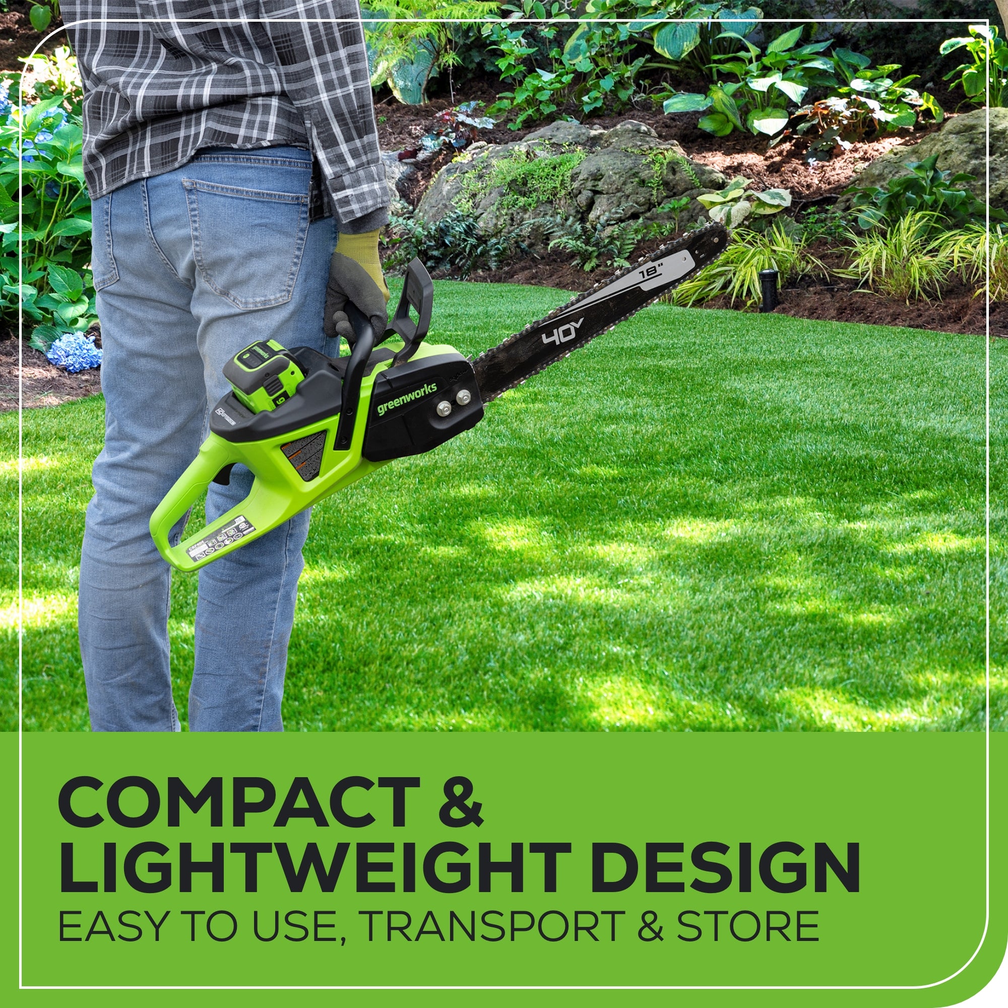 40V 18-Inch Cordless Battery Chainsaw (Tool Only) - Perfect for Tree Trimming, Firewood Cutting & Yard Maintenance