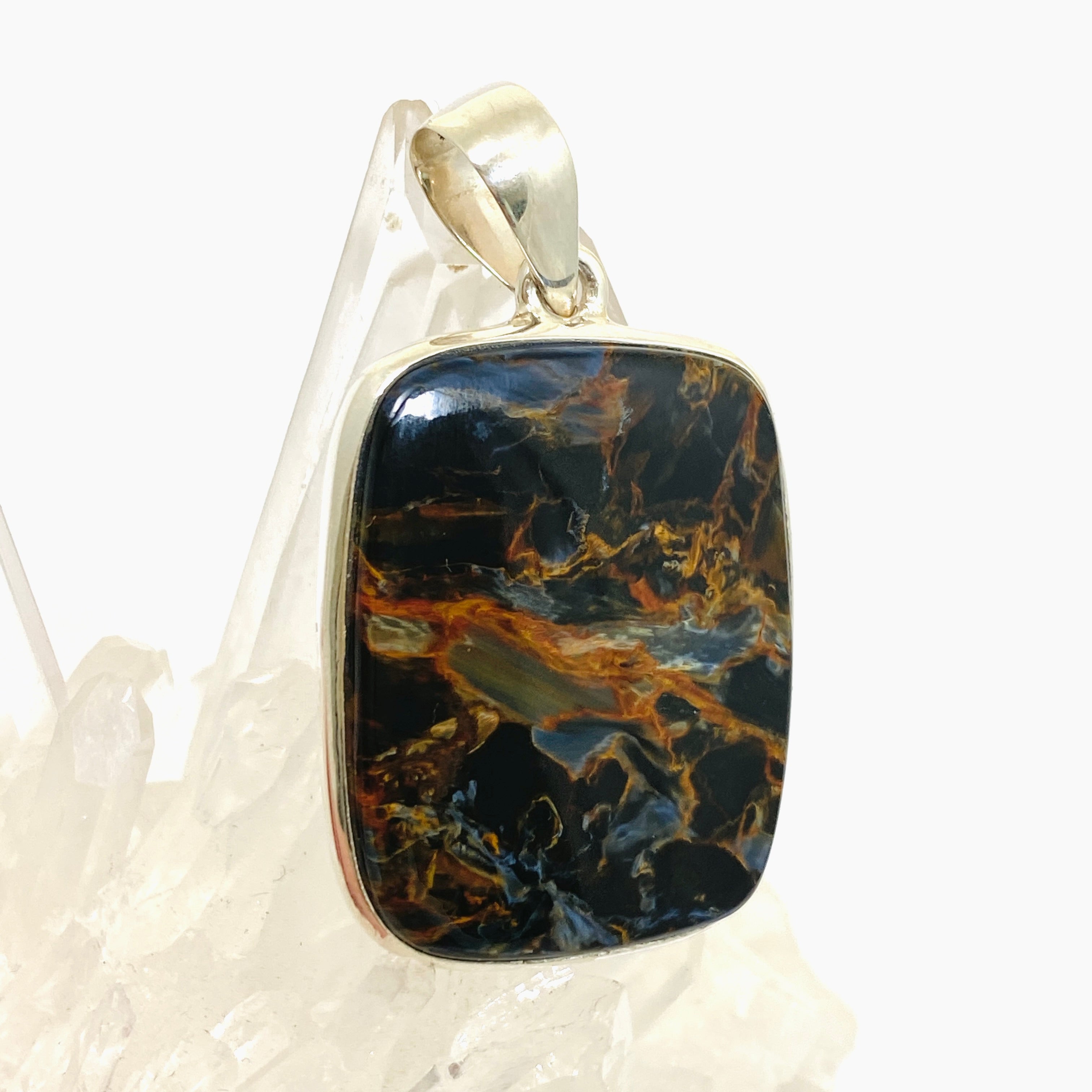 Natural Pietersite Rectangular Cabochon Pendant - Premium Stone Jewelry PPGJ1066 for Women's Fashion & Spiritual Healing