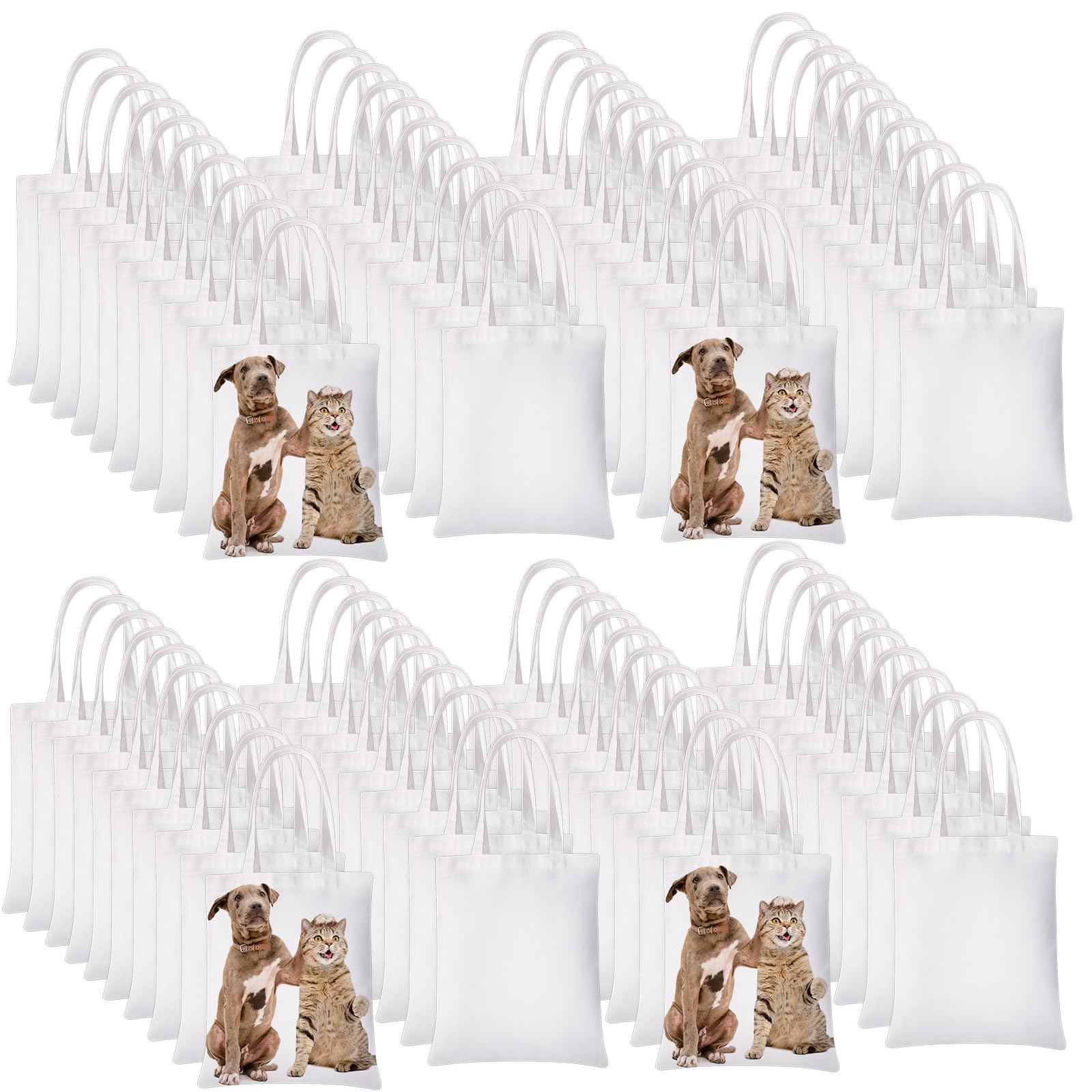 80 Pieces Sublimation Canvas Tote Bags - Bulk Blank DIY Tote Bags for Sublimation Printing, Grocery Shopping & Custom Crafts (White) | Perfect for Personalized Gifts, Promotional Events & Eco-Friendly Shopping