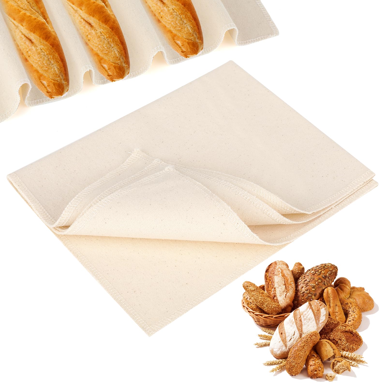 Premium 18x30 Inch Reusable Bread Proofing Cloth - Thick Linen Dough Rolling Towel for Baking Baguettes, Sourdough & Homemade Loaves | Ideal for Pastry, Artisan Bread & Kitchen Use
