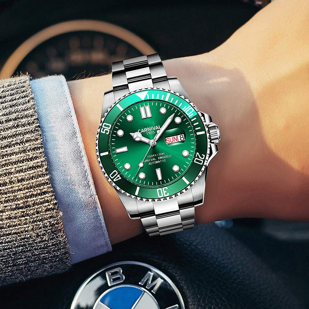 MASTOP Men's Automatic Diver Watch with Rotating Bezel - Classic Analog Luxury Dress Watch with Day & Week Display - Perfect for Business, Formal Events & Water Sports