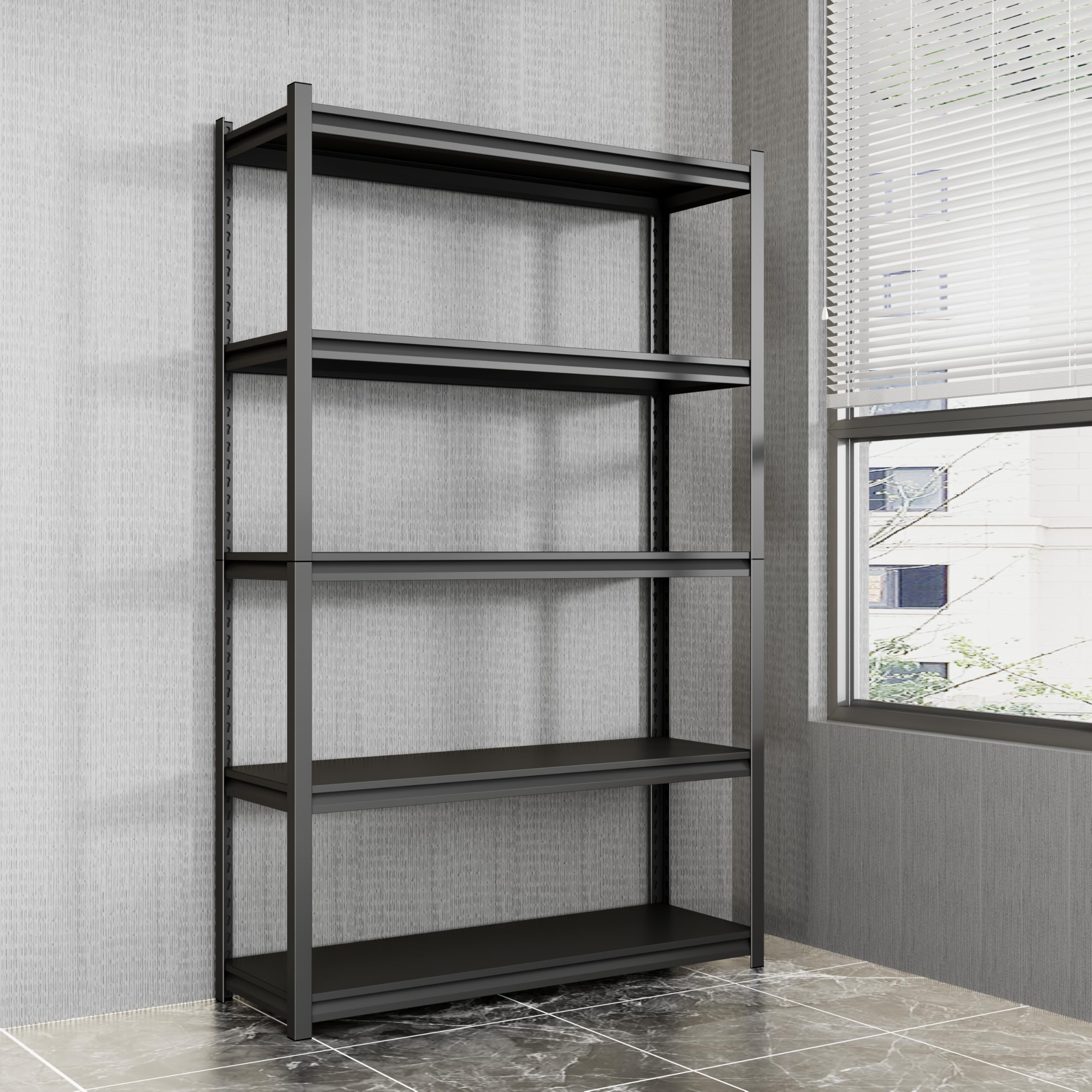 Heavy Duty 5-Tier Adjustable Metal Garage Shelving - 3000 lbs Capacity Storage Rack for Garage, Basement, Warehouse & Kitchen Organization | Durable Steel Shelves for Tools, Supplies & Home Storage
