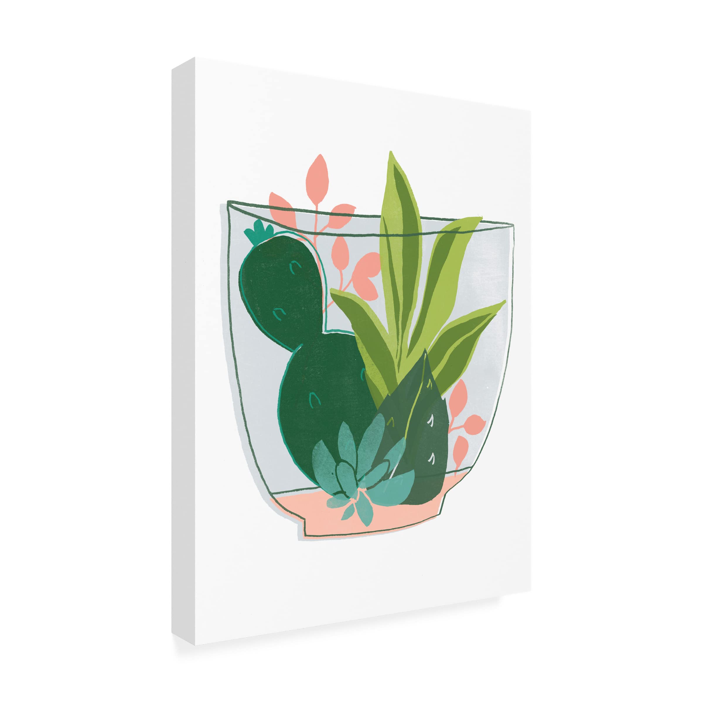 Trademark Fine Art 'Terrarium Cameo V' Canvas Wall Art Print by June Erica Vess - Botanical Home Decor for Living Room, Bedroom & Office