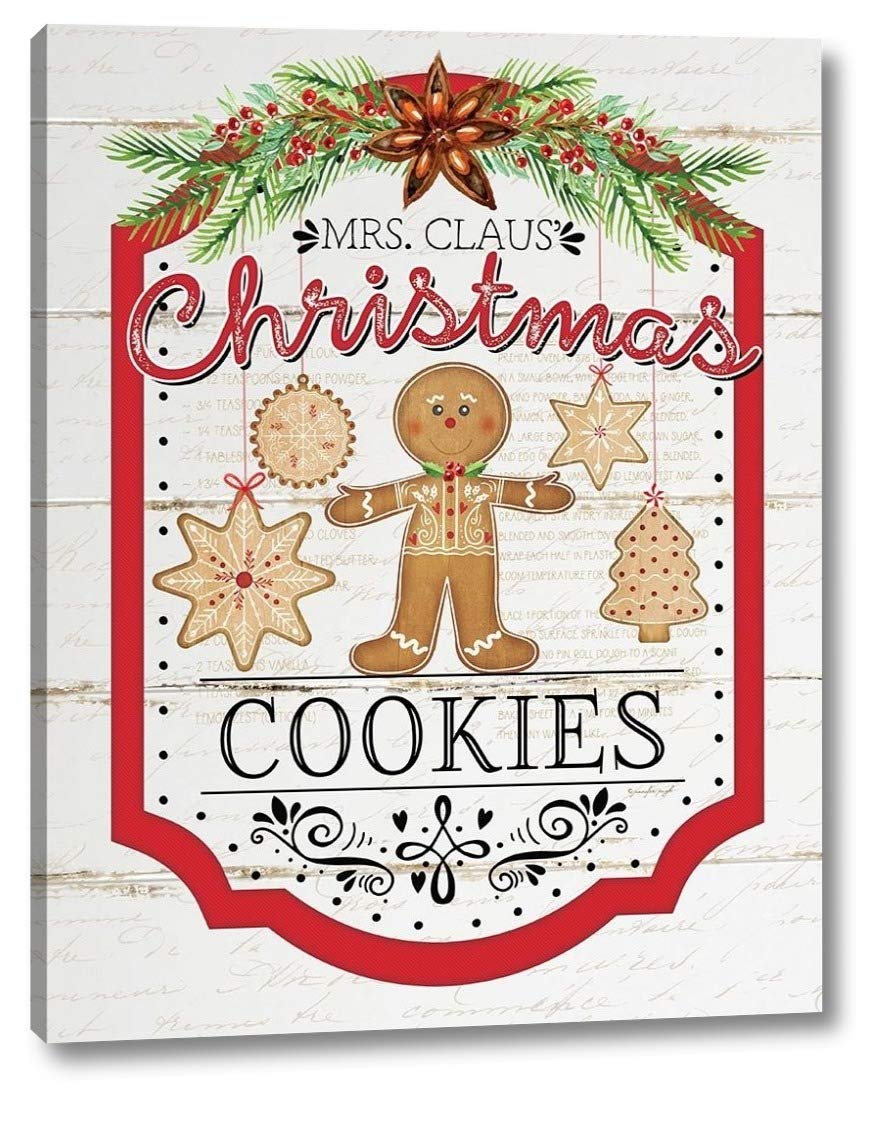 Jennifer Pugh Christmas Cookies 19x24 Inch Canvas Art Print - Gallery Wrapped Ready to Hang Wall Decor - Perfect for Holiday Home Decor & Gift Giving