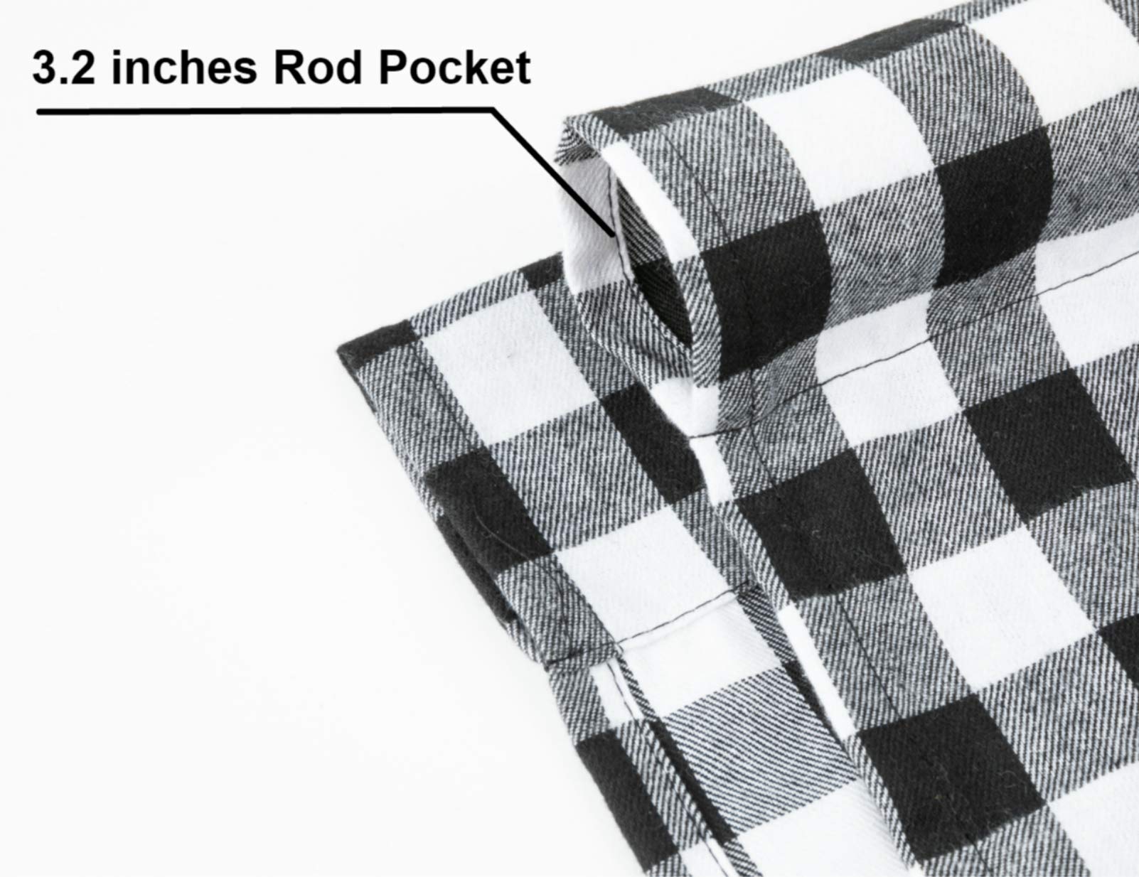 2 Pack Buffalo Check Plaid Tie-Up Window Curtains 42x63 Inches - Farmhouse Style Gingham Rod Pocket Kitchen Shades in White & Black | Perfect for Rustic Home Decor, Country Kitchens & Cozy Living Spaces
