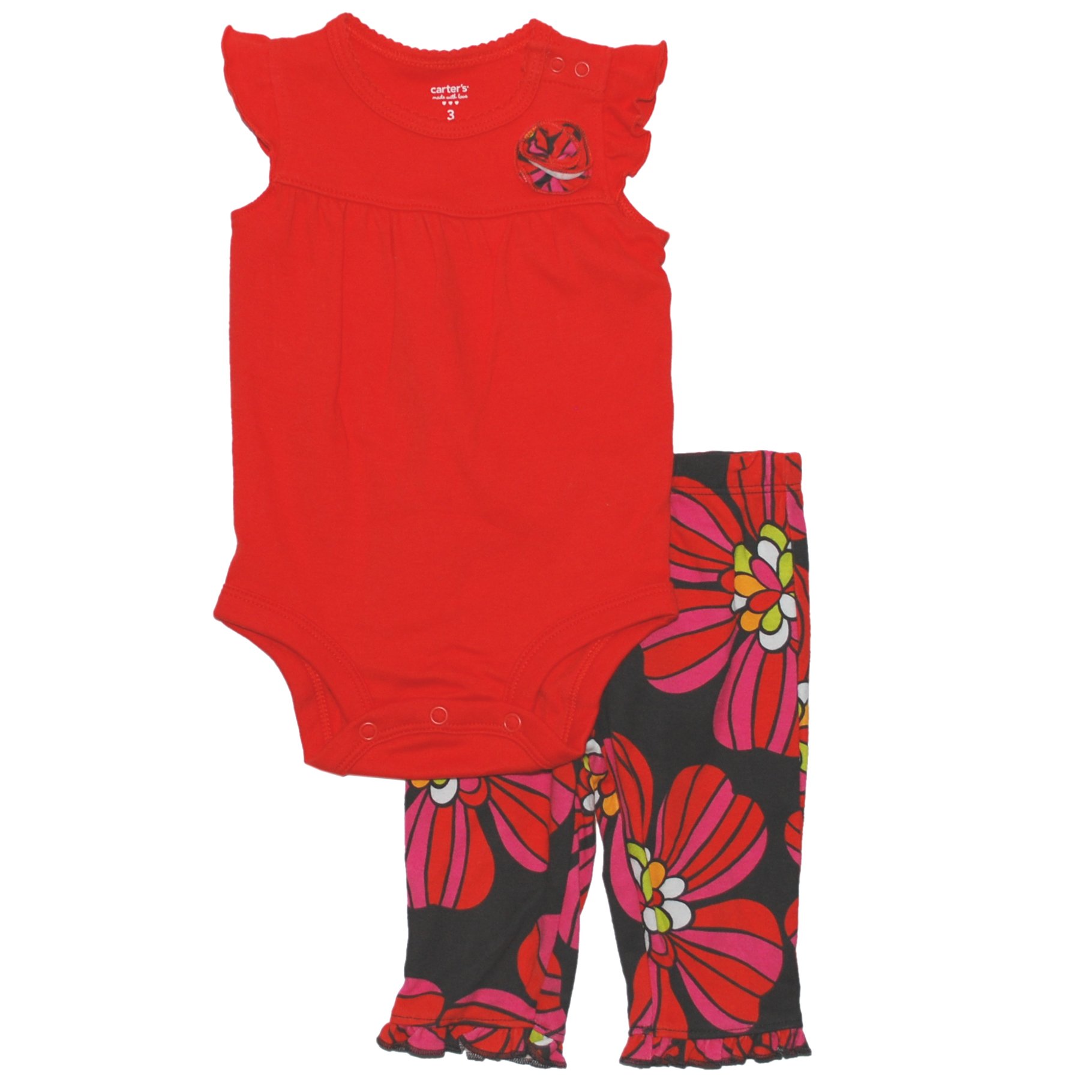 Carters Girls Floral Pants Set - Soft Cotton Baby Outfit for 3 Months (Red) | Perfect for Playdates, Photo Shoots & Everyday Wear