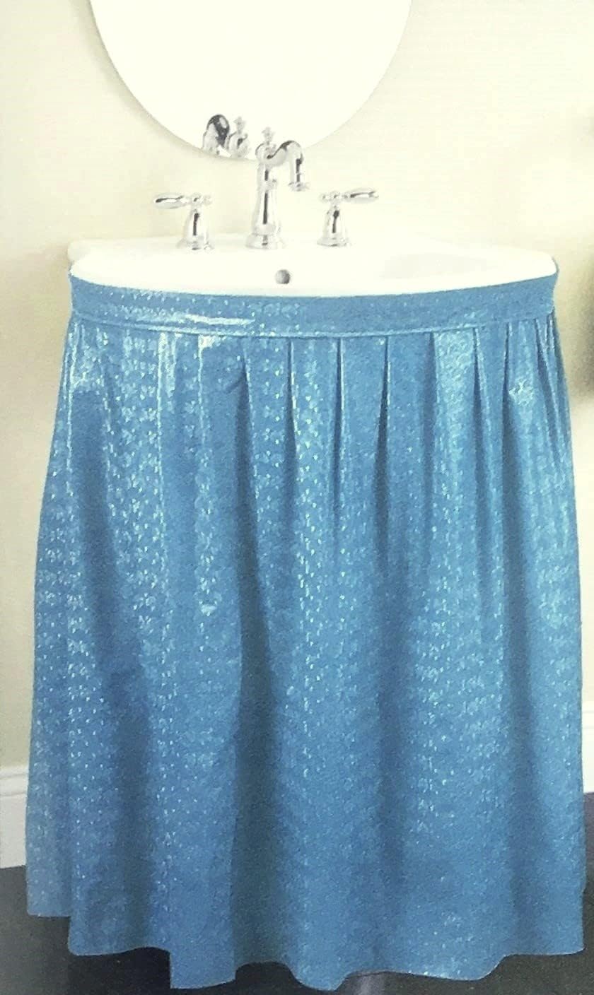 Better Home Vinyl Sink Skirt with Bubbles Design - Waterproof Vanity Cover for Bathroom Decor (Blue) | Perfect for Kitchen, Laundry Room & Bathroom Organization