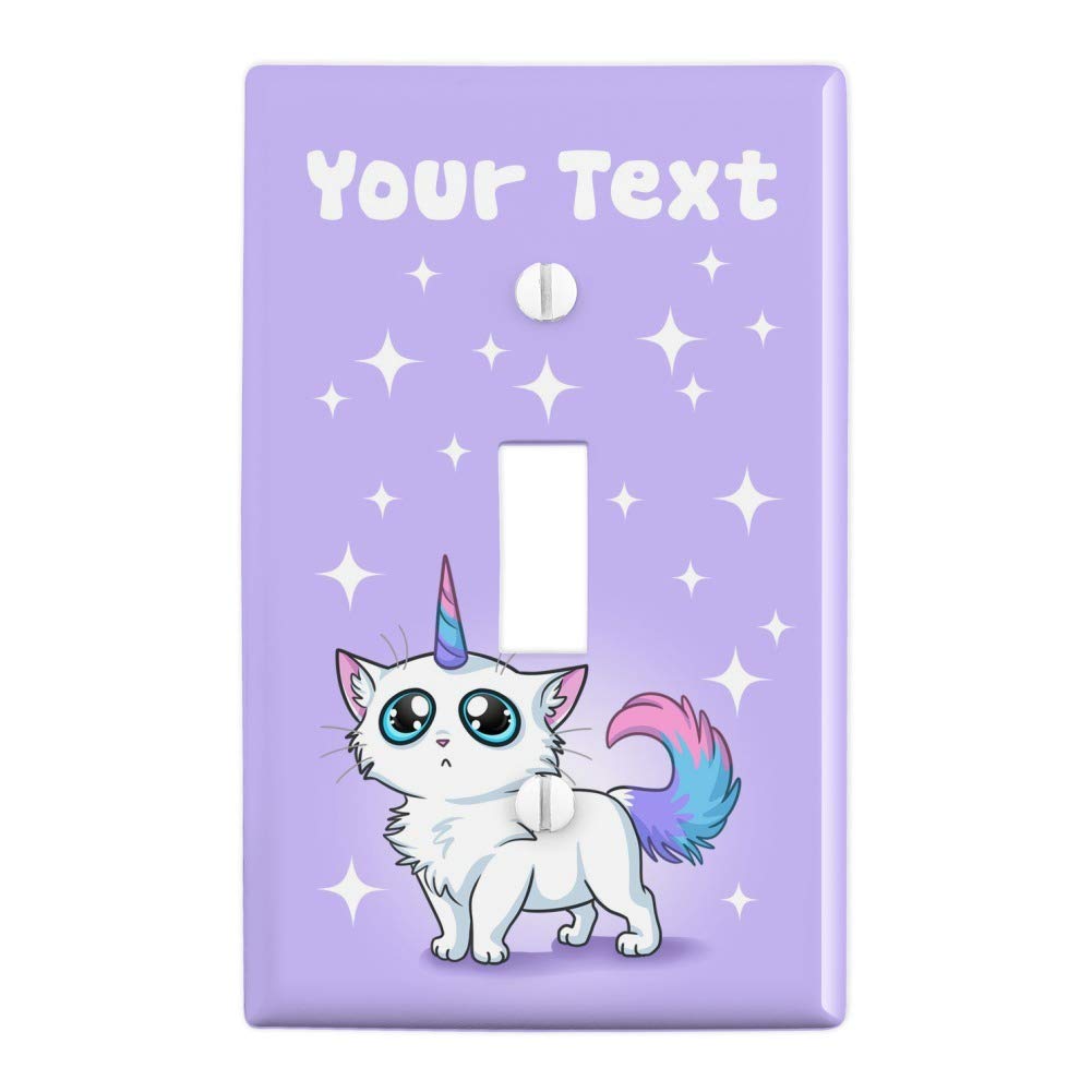 Custom Cat Unicorn Light Switch Cover - Personalized 1-Line Text Plastic Wall Decor for Bedroom, Nursery & Kids Room - Funny Toggle Plate Home Decoration