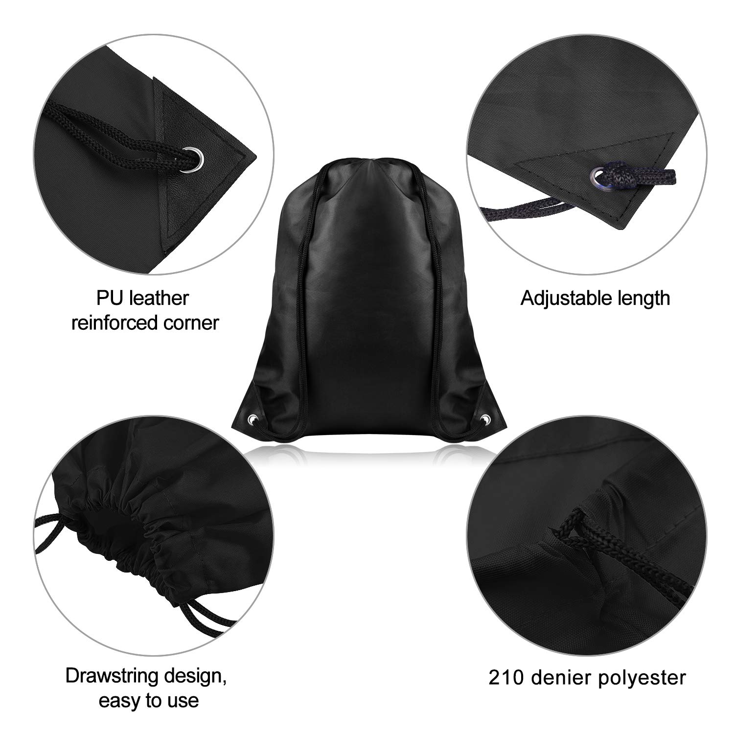 FEPITO 22 Pack Black Drawstring Backpacks - Bulk Sports Bags for Gym, School, Travel & Outdoor Activities | Durable Cinch Sack Bags for Workouts, Camping & Daily Use