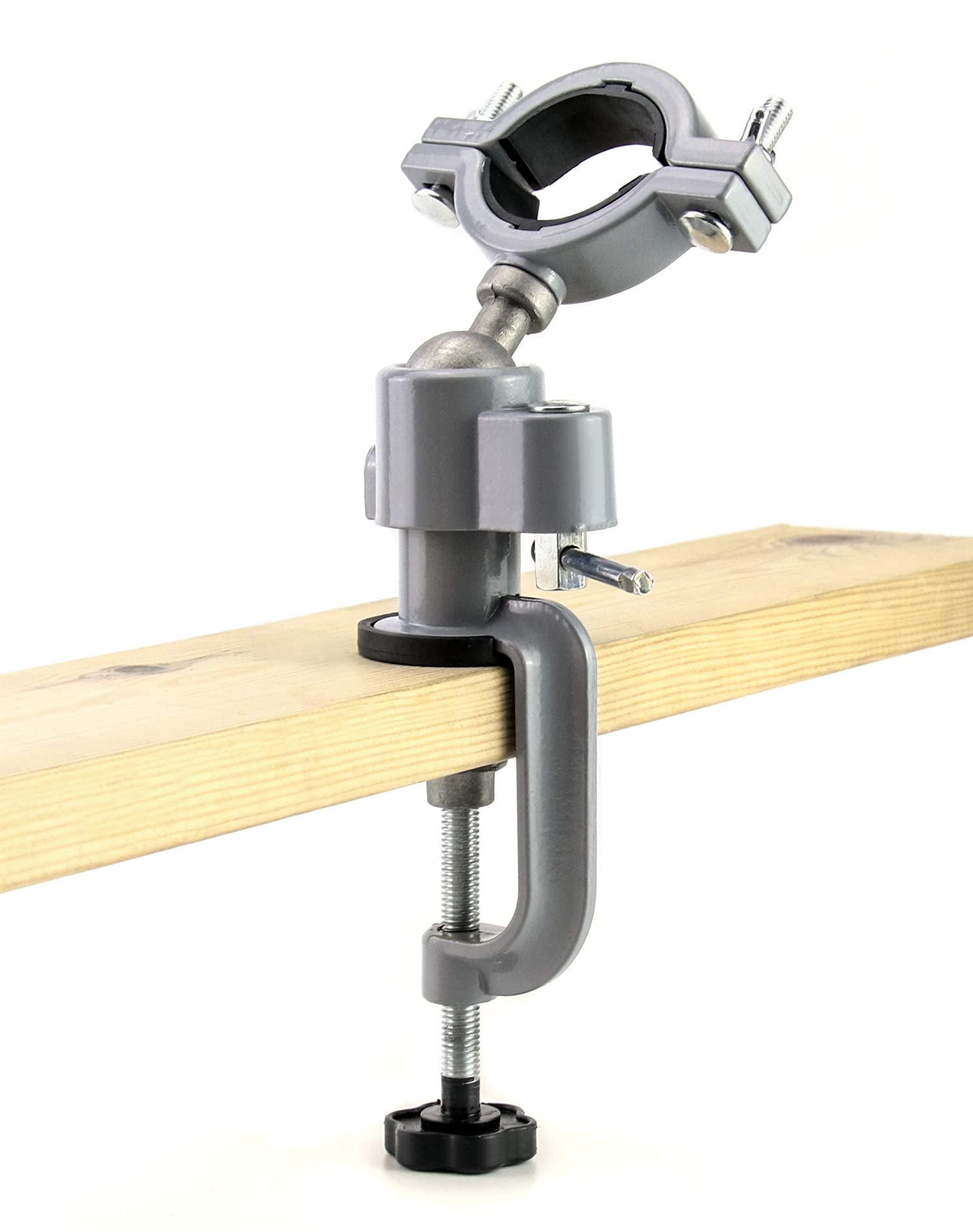 QWORK 360° Universal Bench Clamp Vise & Electric Drill Stand - Heavy Duty Grinder Holder Bracket for Jewelry Making, Woodworking & DIY Projects | Perfect for Home Workshop & Table Drill Use