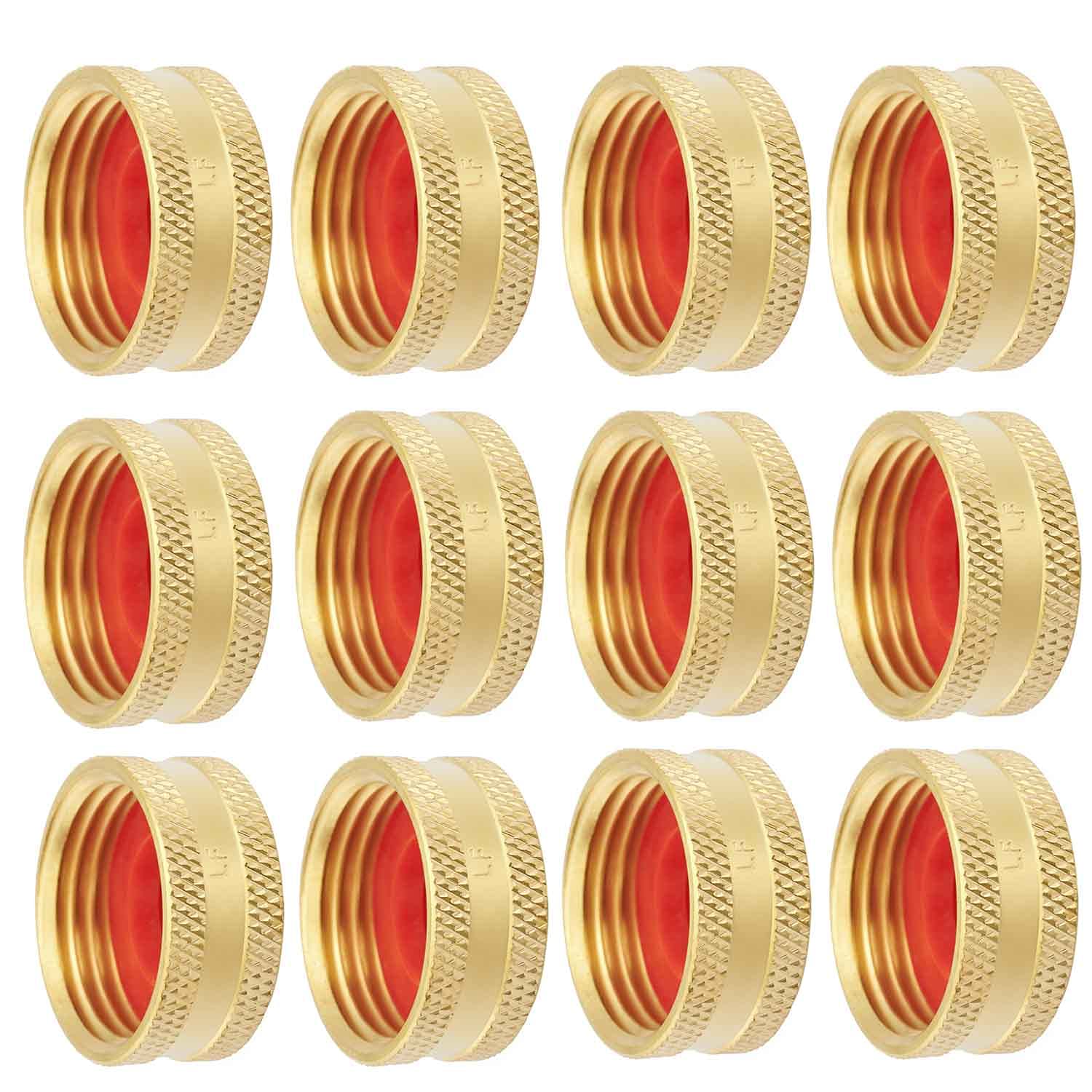 12 Pack Lead-Free Brass Garden Hose End Caps - GHT 3/4