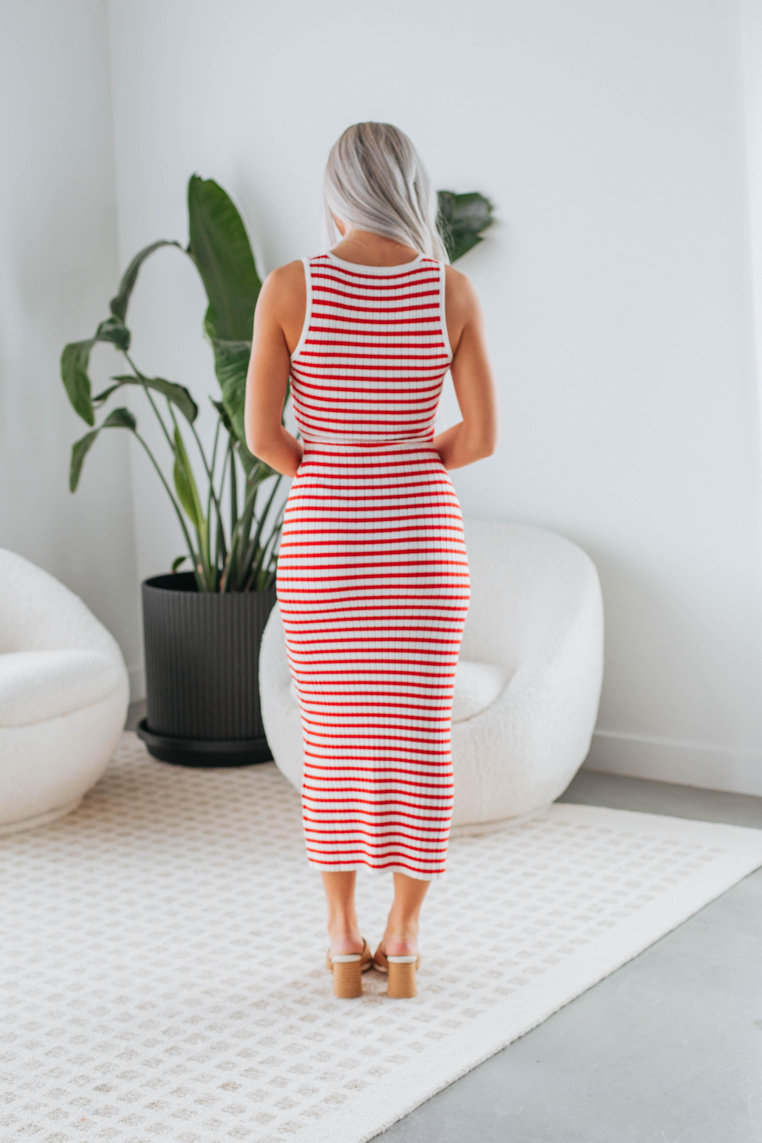 Alyson Women's Striped Dress - Floral Cherry Print Summer Casual Dress for Beach, Party & Vacation