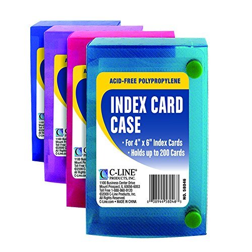 C-Line 4x6 Index Card Case - 100-Pack, Durable Plastic Card Holders for Organizing Notes, Recipes, Flashcards - Perfect for School, Office, and Home Organization