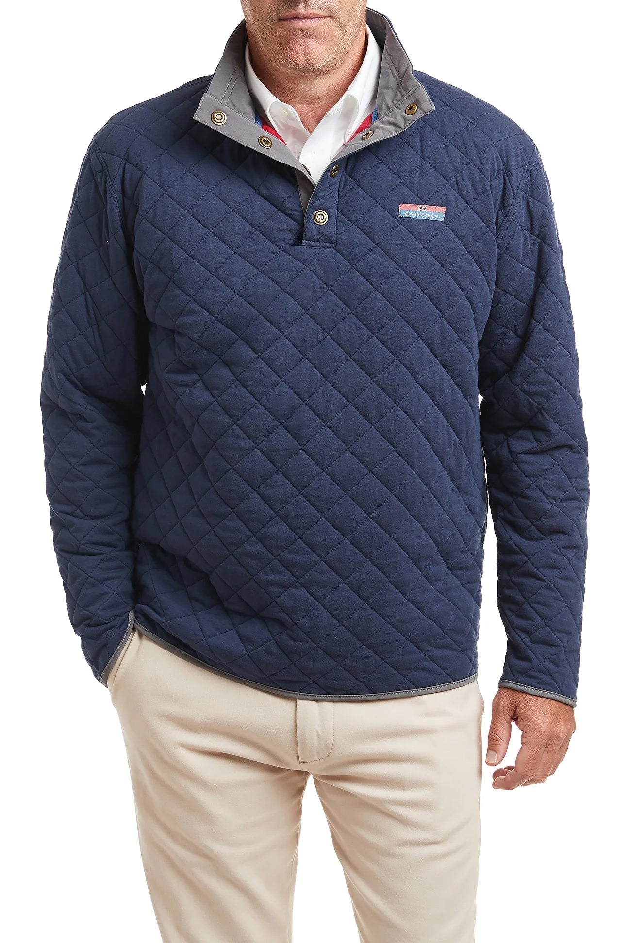 Cross Rip Quilted Sweatshirt in Nantucket Navy - Cozy Fall Layering Piece for Men & Women | Perfect for Outdoor Activities and Casual Wear