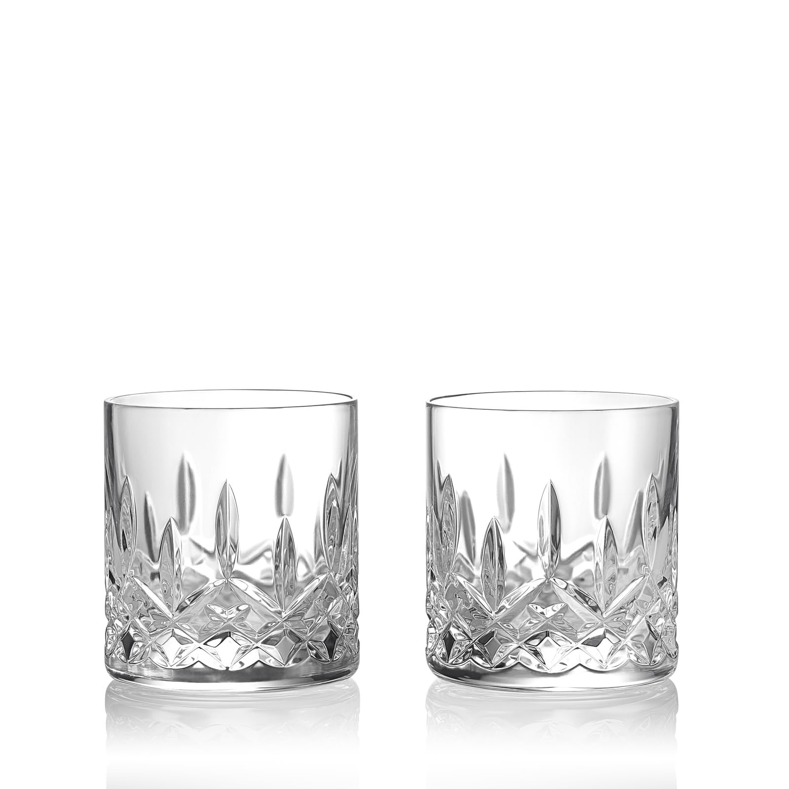 Waterford Connoisseur Lismore Crystal Tumbler Glasses - Set of 2 Elegant Rounded Drinking Cups for Whiskey, Cocktails & Home Bar Decor