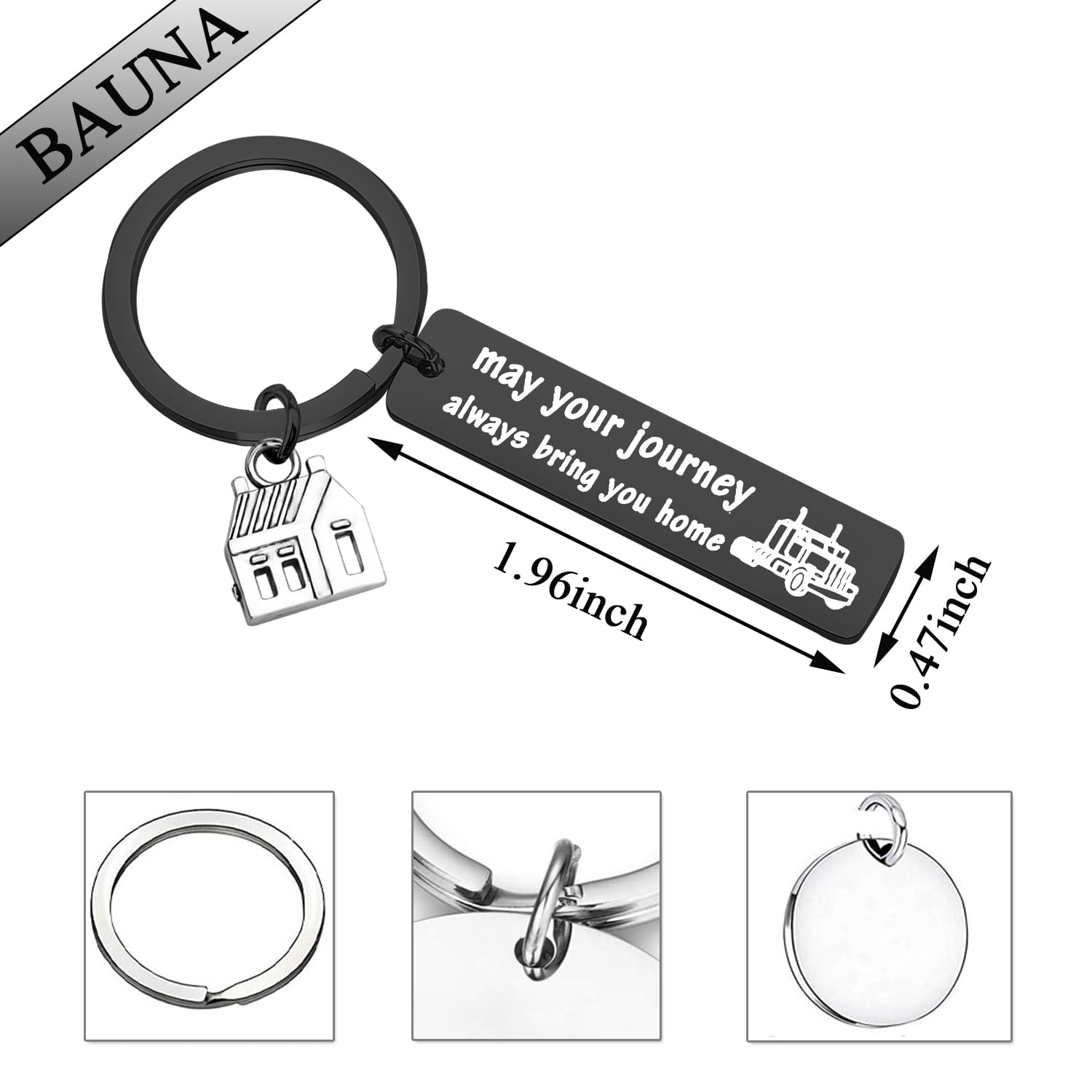 BAUNA Drive Safe Keychain - Durable Truck Driver Gift for Long Distance Travel - Perfect for Road Trips & Commuting