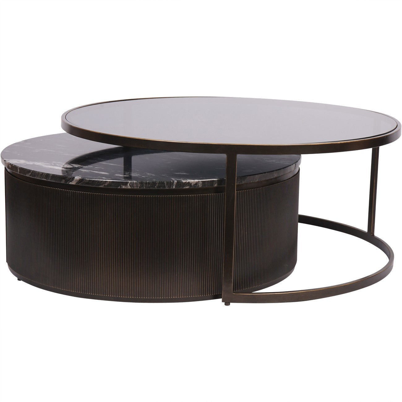 Belvedere Black Set of 2 Modern Nesting Coffee Tables for Living Room - Space Saving Side Tables with Sleek Design for Small Spaces