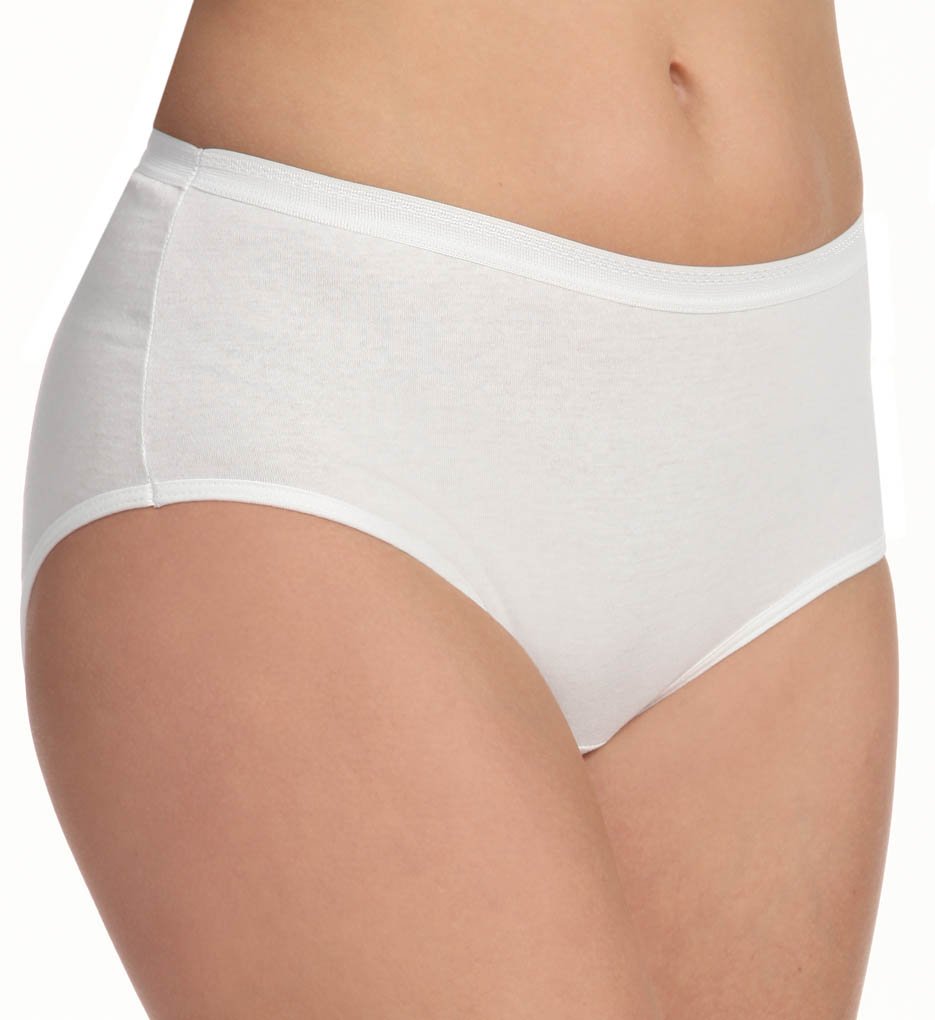 Fruit of the Loom Women's Cotton Brief Underwear - Soft Comfort Full Coverage Panties, Breathable White Underwear 3-Pack (Size 8 US) for Everyday Wear, Workout & Sleep