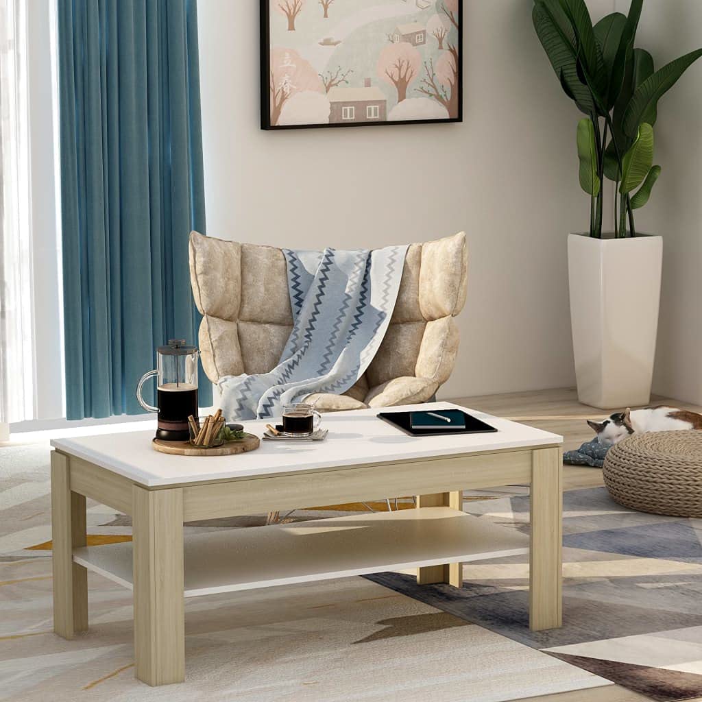 Modern Coffee Table with Storage Shelf - 43.3