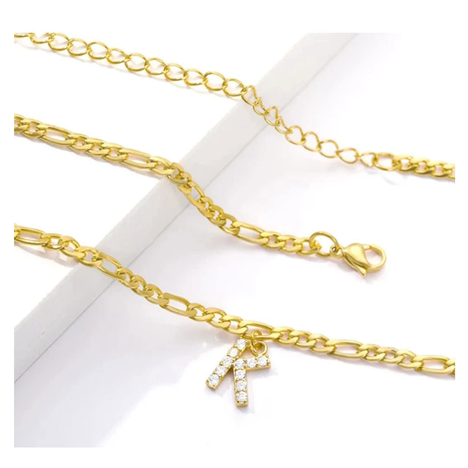18K Gold Plated Dainty Cuban Link CZ Initial Anklet Bracelet for Women - Evil Eye Protection, Personalized Letter Ankle Jewelry - Perfect Summer Gift for Women & Teen Girls | Beach, Vacation, Party Wear