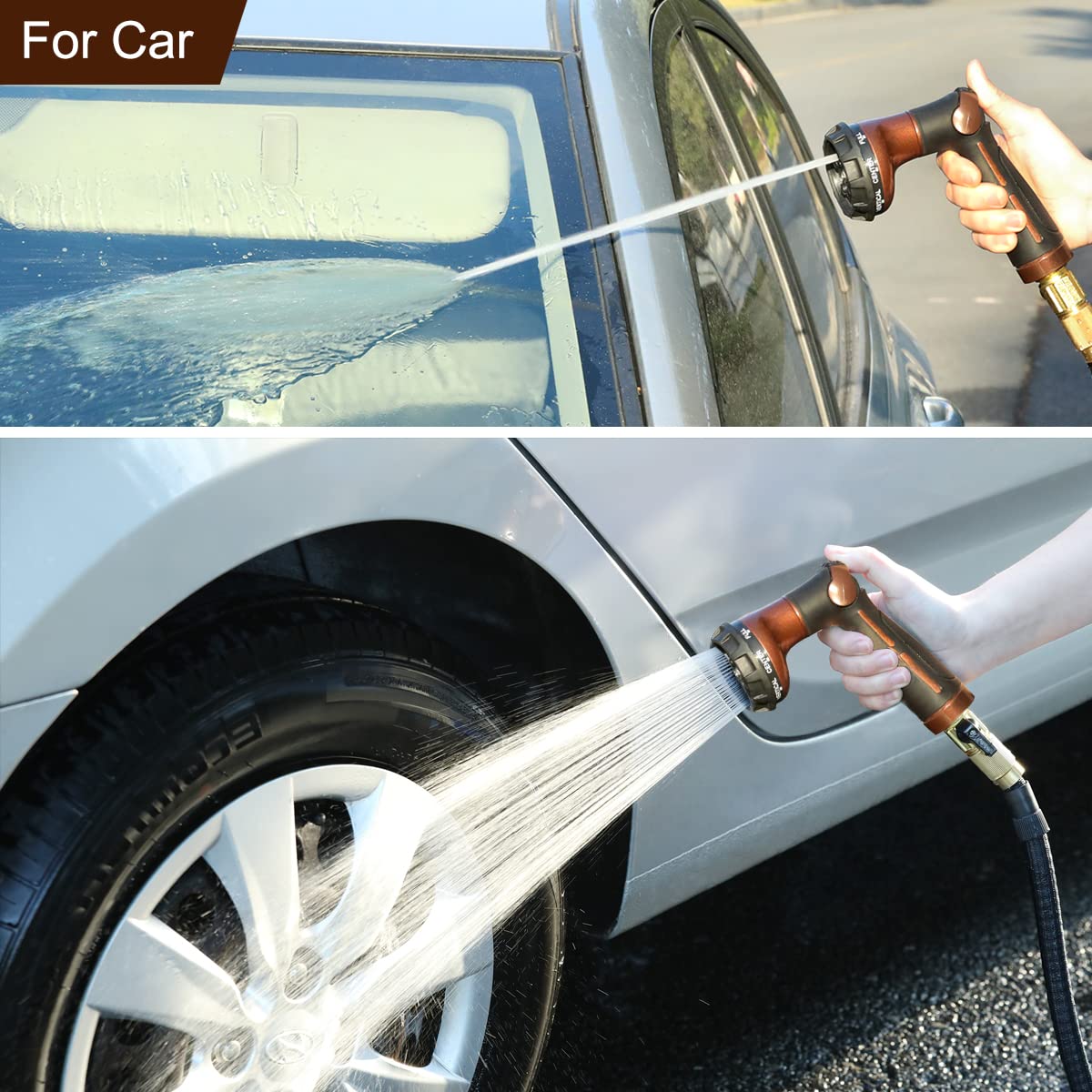 FANHAO Heavy Duty Metal Garden Hose Nozzle - 100% Rust-Proof Thumb Control Water Sprayer for Lawn, Car Washing & Outdoor Cleaning
