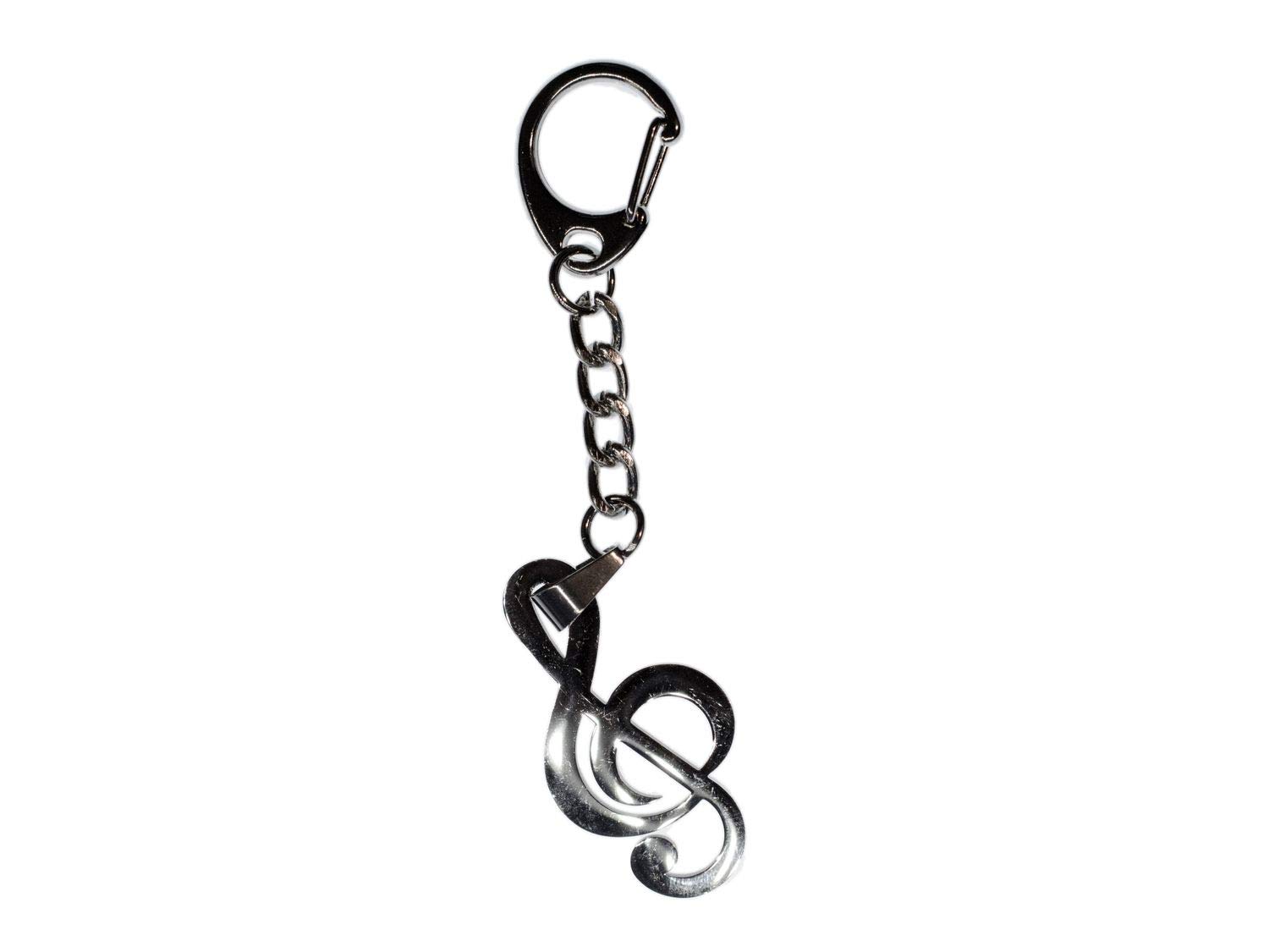 Miniblings Silver Treble Clef Note Keychain - 4Cm Piano & Singer Gift - Perfect for Musicians, Music Teachers & Music Lovers