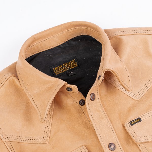 Iron Heart Horsehide Western Shirt - The Pale Rider in Natural Leather - Perfect for Cowboy Style, Western Fashion & Vintage Outfits