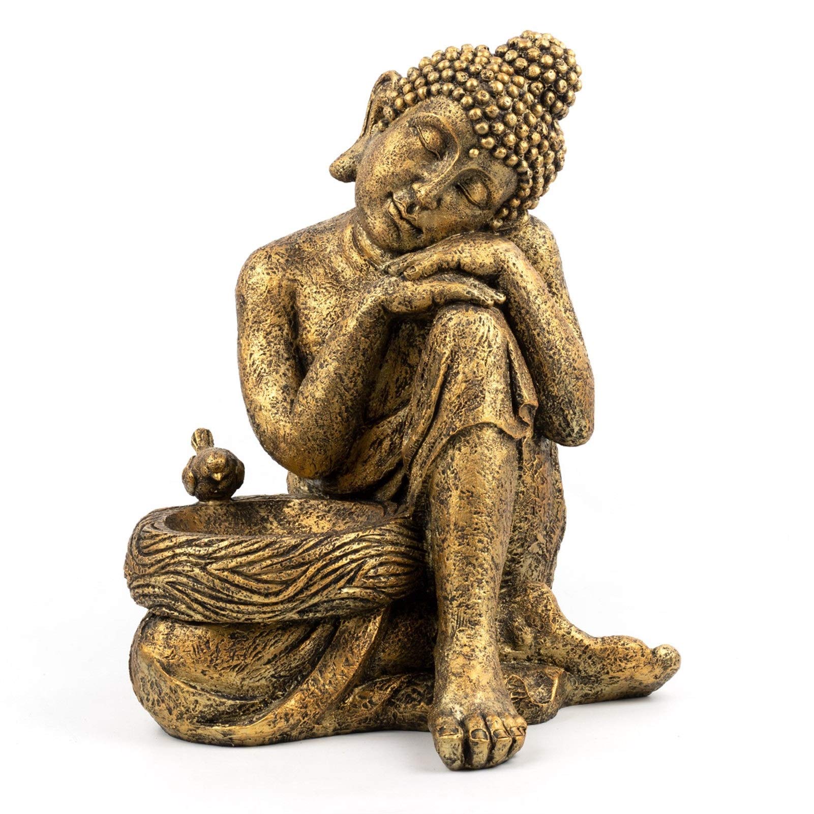 Gold Buddha Planter Pot - Meditation Deity Flowerpot for Outdoor Garden, Home & Office Decor - Perfect for Zen Meditation Spaces, Yoga Studios, and Serene Home Gardens (Color: Gold)