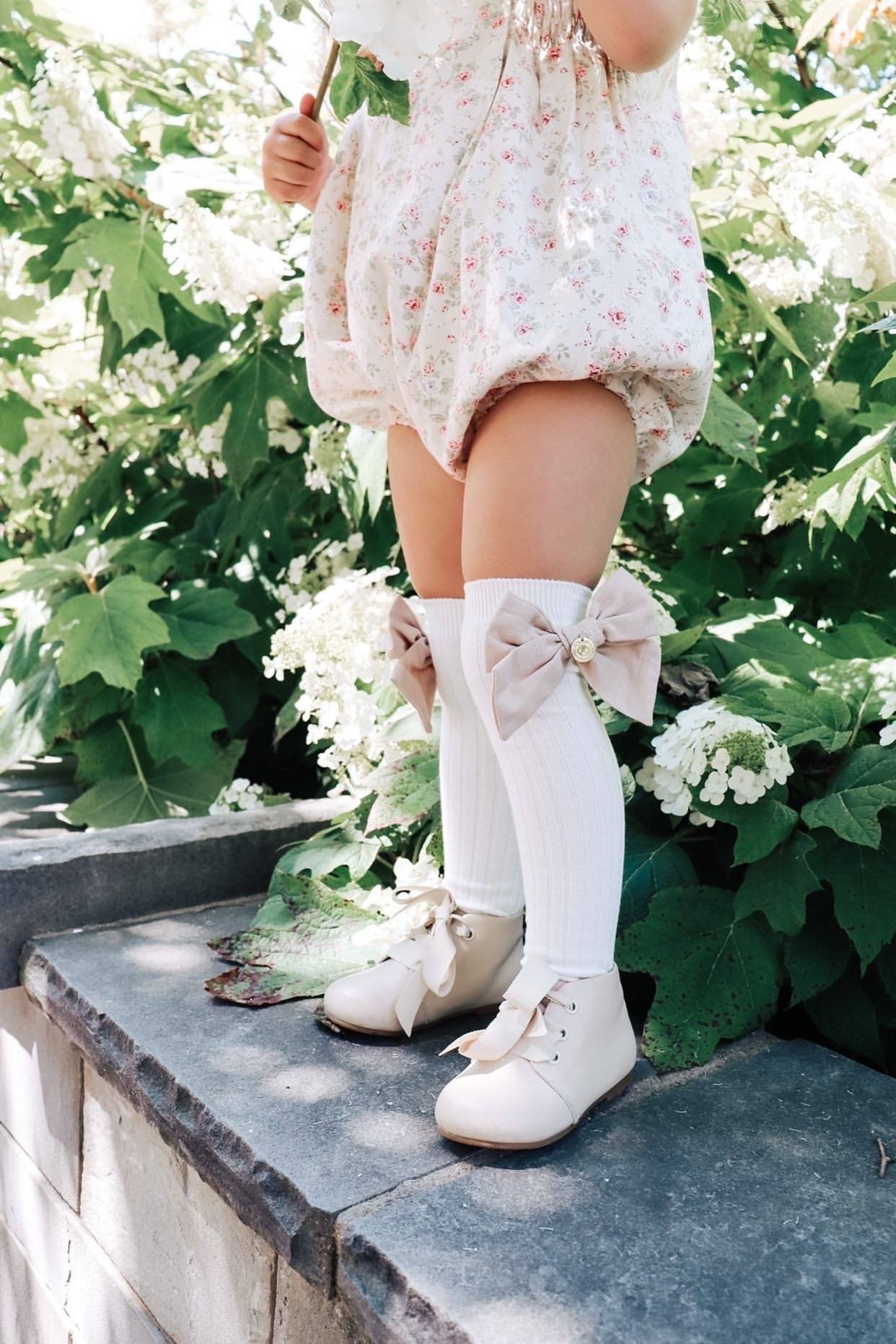 Emma Linen Bow Socks - Women's Fashion Ankle Socks with Cute Bowknot Detail | Breathable & Comfortable for Daily Wear, Workout, and Casual Outfits