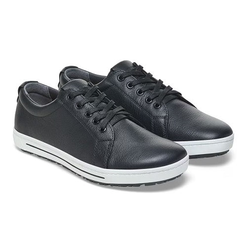 Birkenstock QO500 Black Leather Sneakers for Women & Men - Women's 12/12.5, Men's 10/10.5 - Comfortable Casual Shoes for Walking, Travel & Everyday Wear