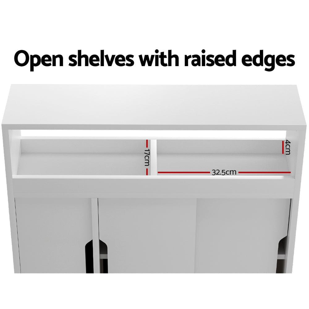 Artiss 3-Door Bathroom Storage Cabinet with Wheels - White Toilet Caddy Shelf for Bathroom Organization & Small Space Storage