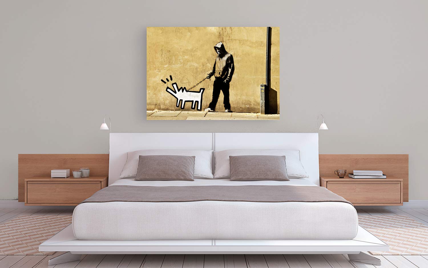 Banksy Inspired Street Art Canvas Print - Anonymous Graffiti Artwork from Grange Road, Bermondsey London - 120x90 cm Wall Decor for Living Room, Bedroom & Office