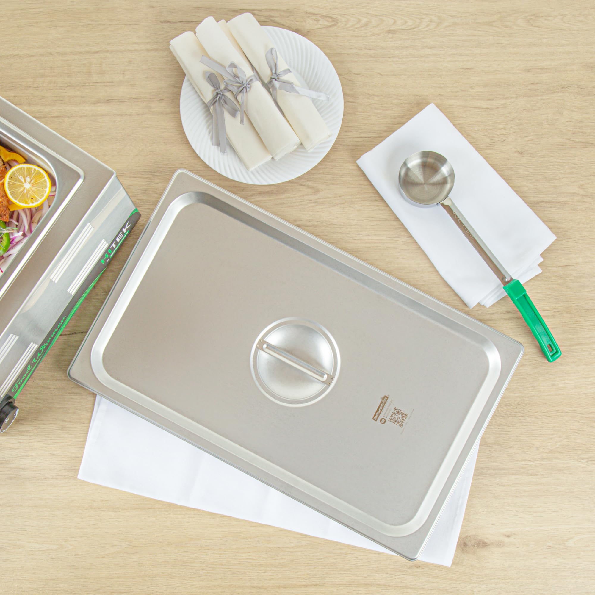 Stainless Steel Steam Table Pan Covers - 20.8 x 12.8 Inch NSF Certified Food Pan Lids with Handle for Commercial Kitchen & Catering | Compatible with Full Size Hotel Pans (Sold Separately) | Perfect for Buffet Serving, Food Warming & Storage