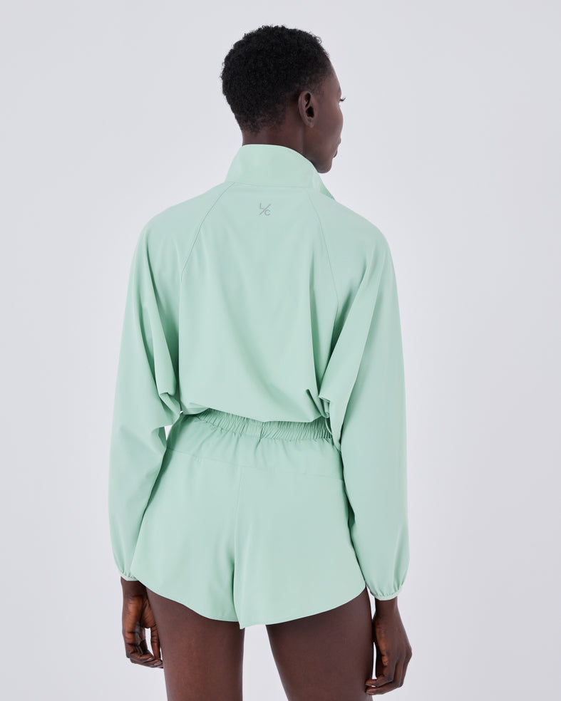 Women's Agility Half Zip Jacket & Short Set in Fresh Mint - Perfect for Running, Gym Workouts, and Outdoor Activities