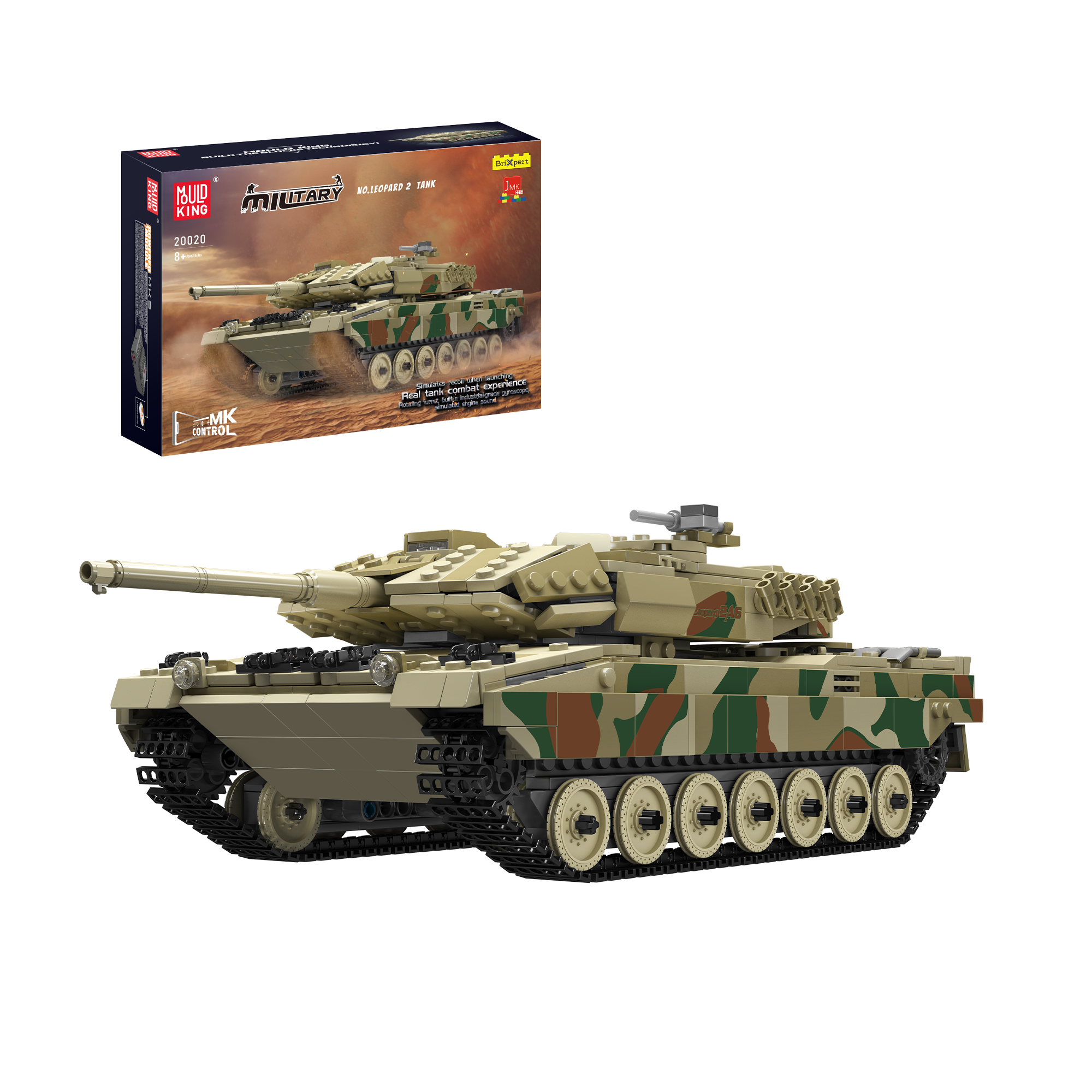 Mould King 20020S Remote Control LEGO-Compatible Tank Building Kit - 1100 Piece Military Model Set for Adults & Teens | STEM Toy Gift for Tank Enthusiasts | Battle Simulation & Collectible Display