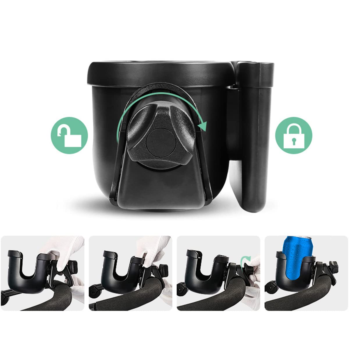 Universal Boat Cup Holder with Phone Mount - for Marine, Kayak, Bike & More