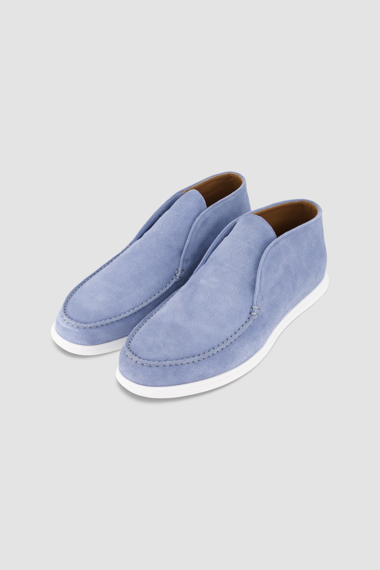 Testoni Portofino Desert Printed Suede Calf Shoes for Men - Dew White Casual Loafers | Perfect for Business Casual, Weekend Outings & Summer Style