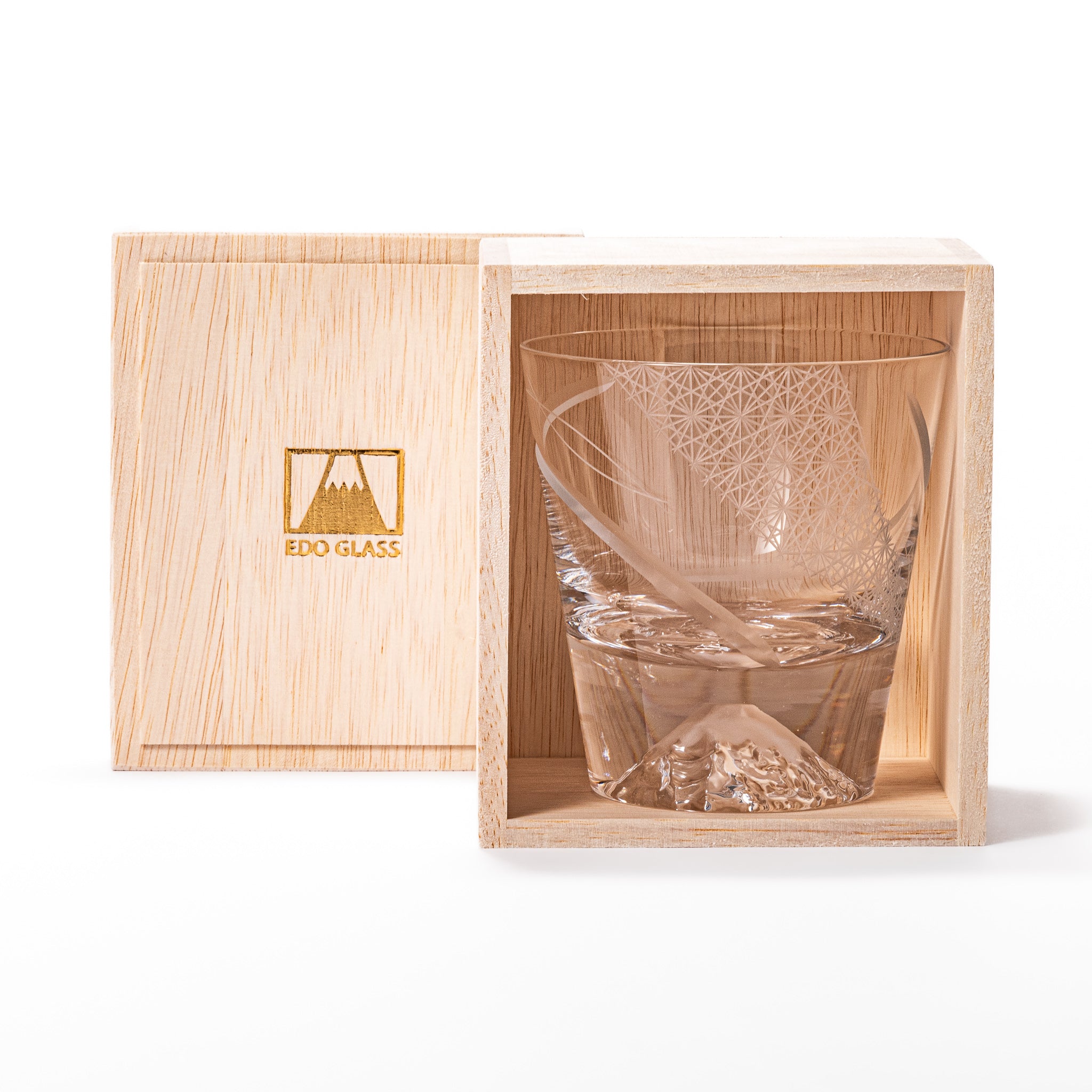 Tajima Mount Fuji Rocks Glass - Japanese Whiskey Tumbler with Breeze Design - Perfect for Scotch, Bourbon & Cocktail Drinking at Home Bar or Gift Giving