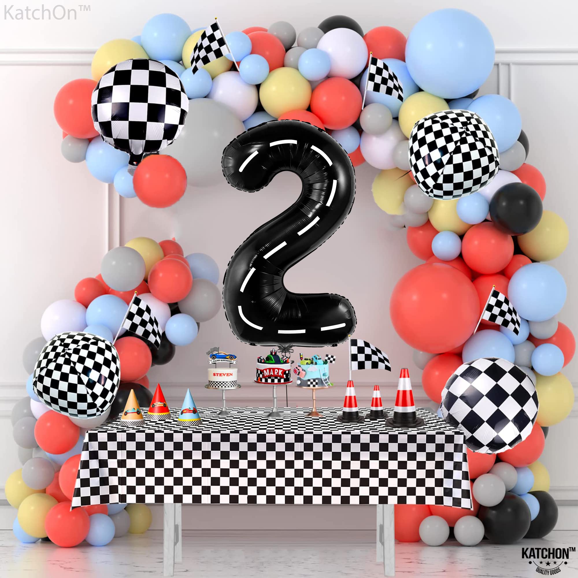 KatchOn Giant 40 Inch Two Fast Balloons - Number 2 Balloon for Two Fast Birthday Party Decorations | Perfect for Two Fast Themed Parties, Baby Showers & Curious Boy Birthday Celebrations