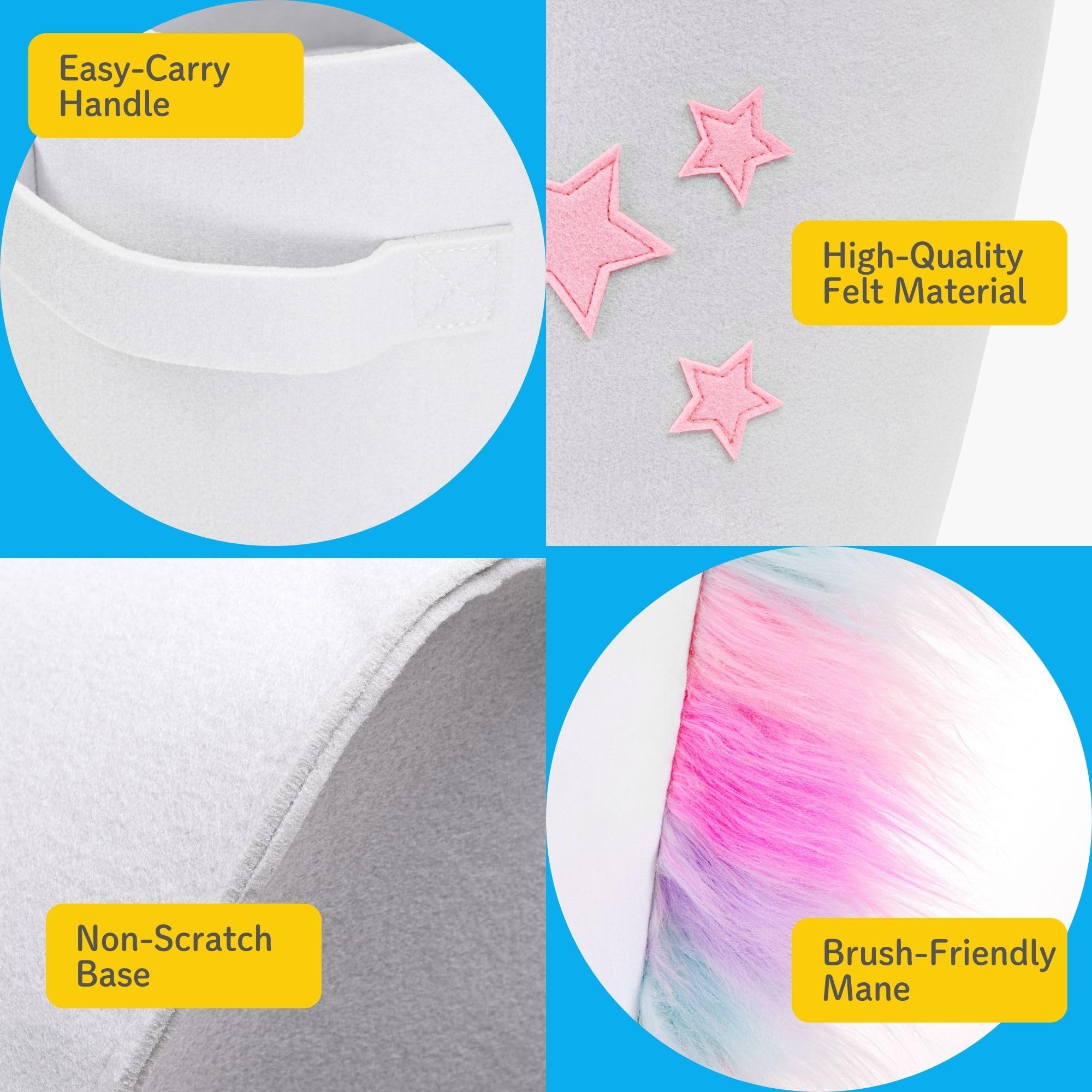 **Pikl Girls Laundry Hamper - Patented Unicorn Design, Durable Kids Hamper with Carry Handle | Perfect for Bedroom, Nursery, or Playroom Organization | Cute Unicorn Decor & Storage Basket**