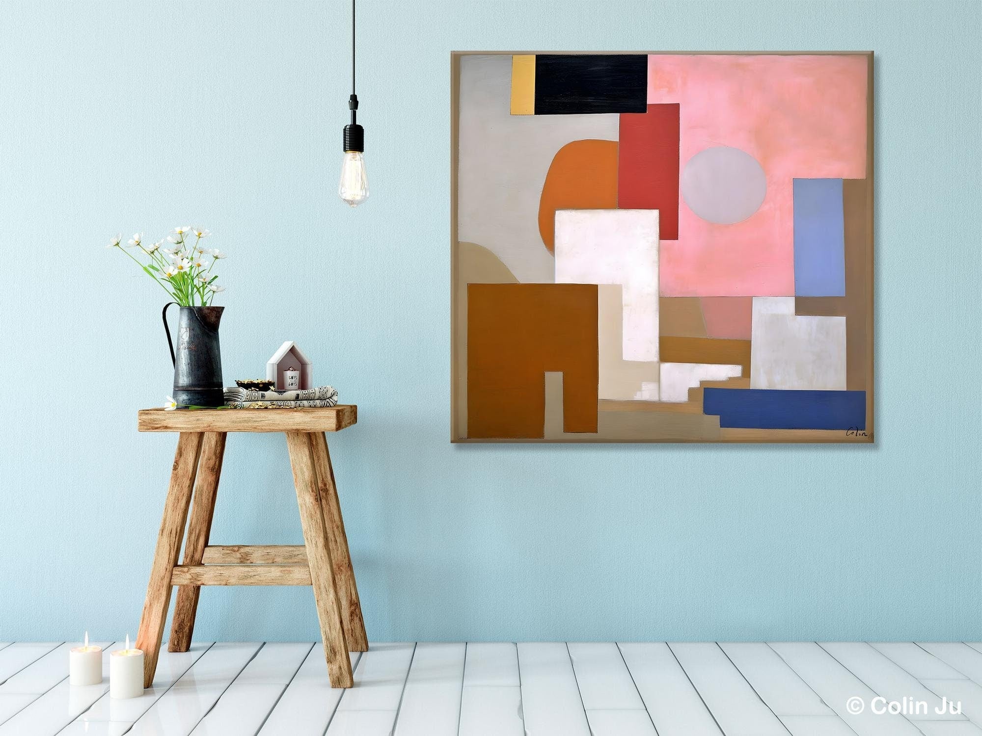 Extra Large Canvas Paintings for Living Room Wall Decor | Modern Abstract Artwork with Geometric Designs | Handmade Original Wall Art for Home & Office | Perfect for Living Room, Bedroom & Office Spaces