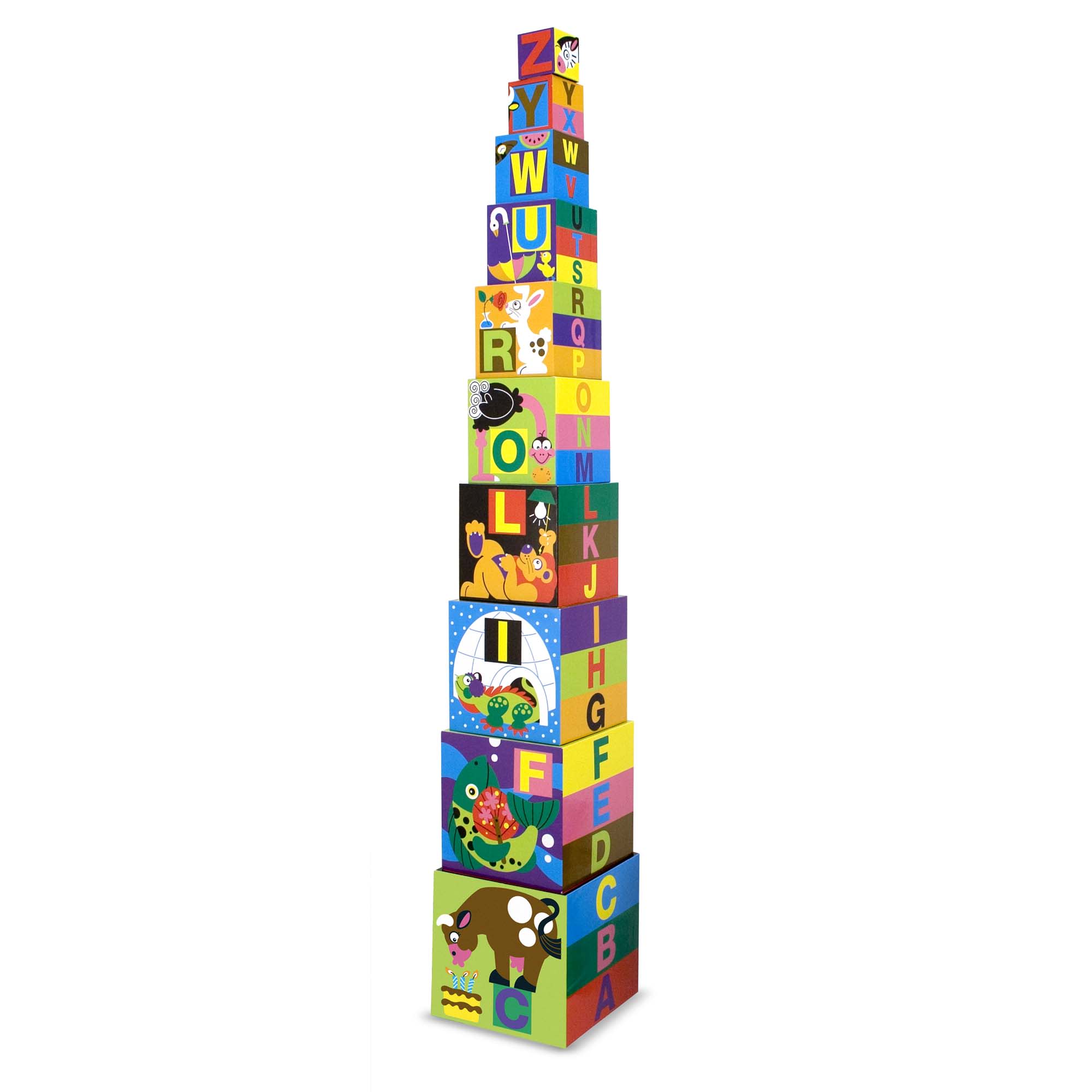 Educational Alphabet Nesting and Stacking Blocks - Wooden ABC Learning Toys for Toddlers - Perfect for Preschool Classroom, Montessori Activities & Kids' Room Decor