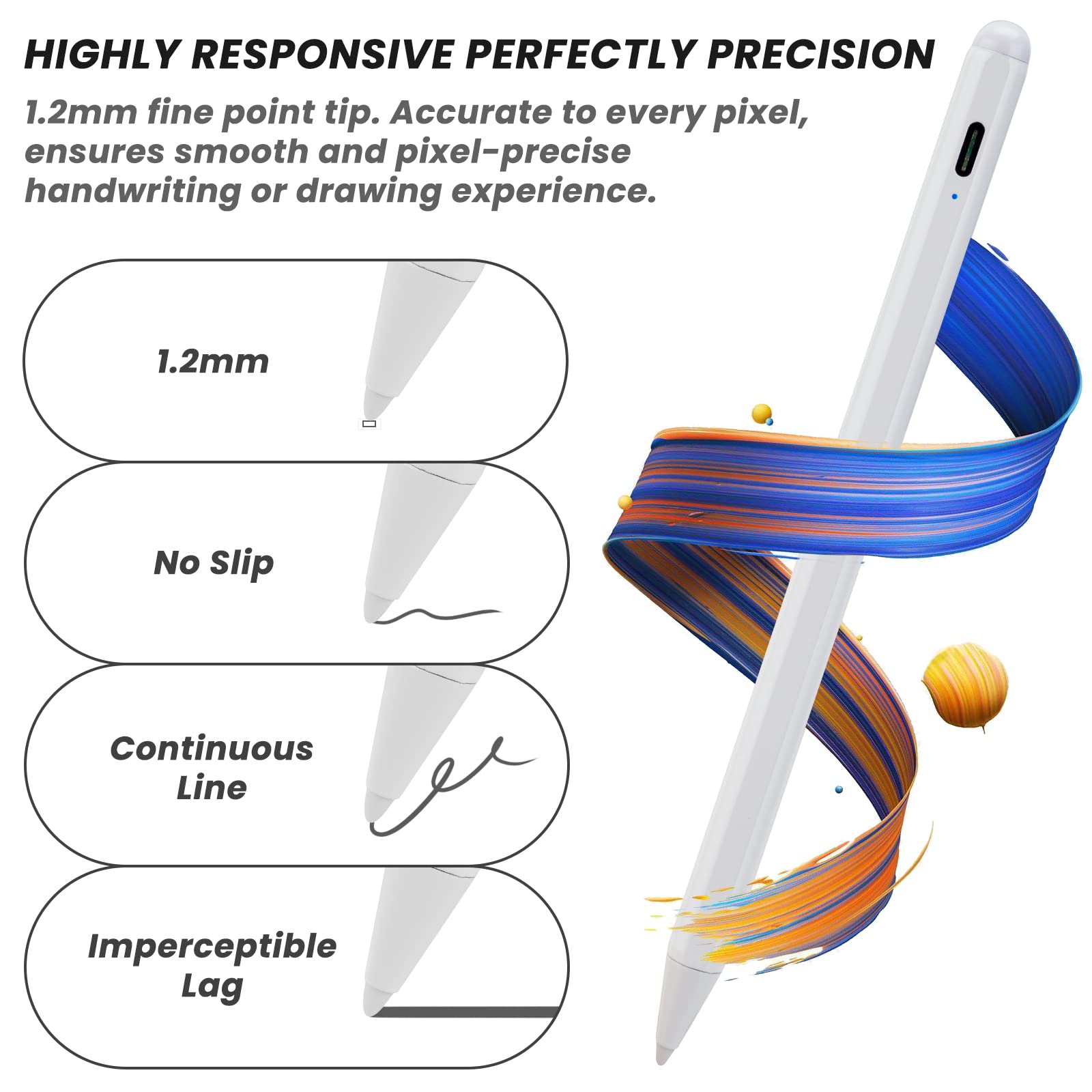 iPad Pencil Pro - 2X Fast Charging Stylus Pen for Apple iPad Pro 11/12.9/13 Inch (M4 Compatible), White - Perfect for Drawing, Note-Taking & Professional Work on iPad Pro