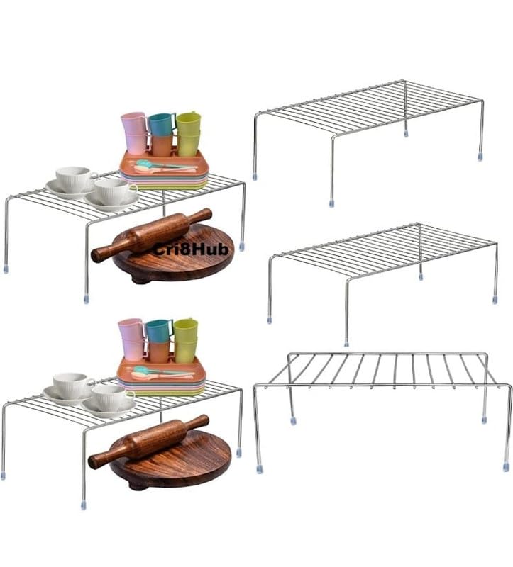 AB99 COLLECTION Stainless Steel Dish Rack - Space Saving Kitchen Organizer for Cabinets & Countertops - Compact Utensil Holder for Small Kitchens - Perfect for Drying Dishes & Organizing Kitchen Accessories (5-Pack)
