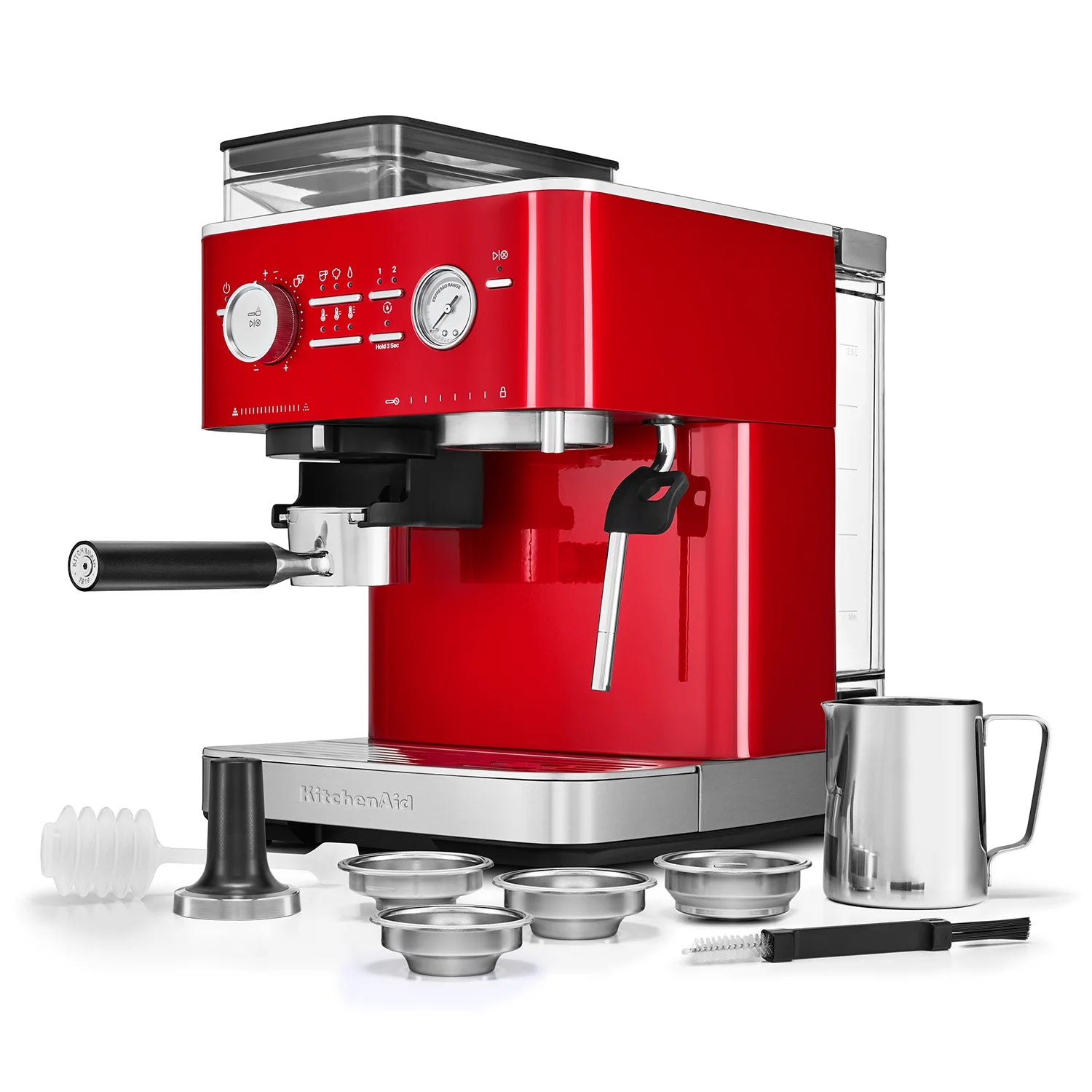 KitchenAid KES6551CA Semi-Automatic Espresso Machine in Candy Apple Red - Perfect for Home Baristas & Coffee Lovers | Compact Countertop Design for Small Kitchens & Office Use