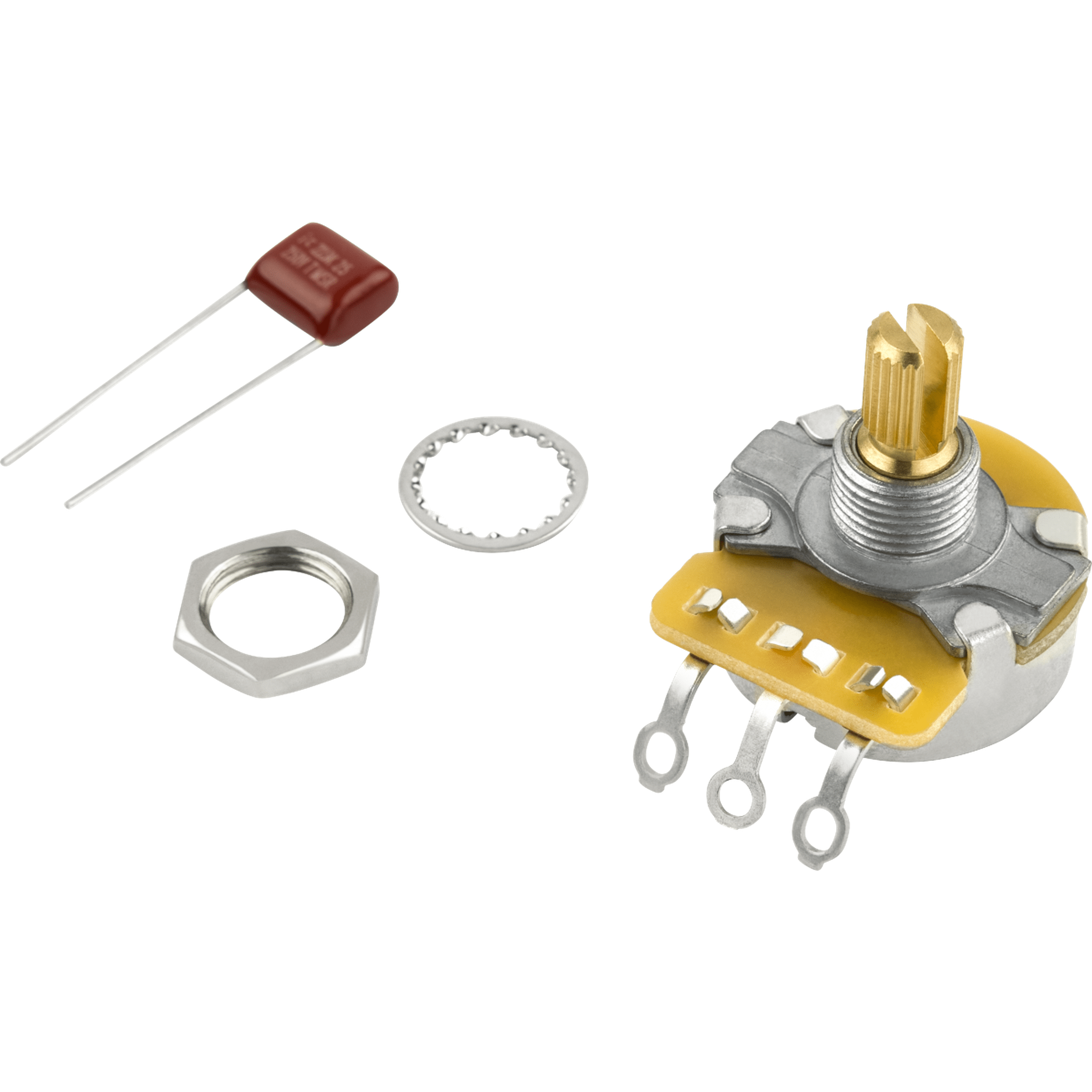 Fender Pure Vintage 250K Split Shaft Potentiometer with Mounting Hardware - Premium Guitar Volume/Tone Control for Stratocaster, Telecaster & Electric Guitars - Perfect for DIY Repairs & Upgrades
