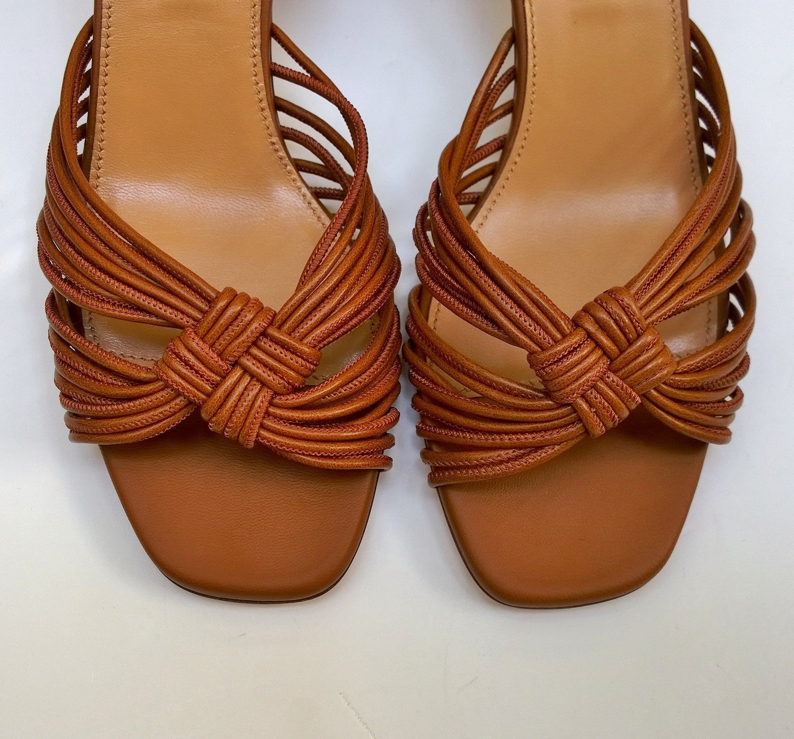 Aquazzura Club Braided Leather Sandals - Women's Brown 50mm Block Heel Comfortable Summer Shoes for Beach, Vacation & Casual Outings